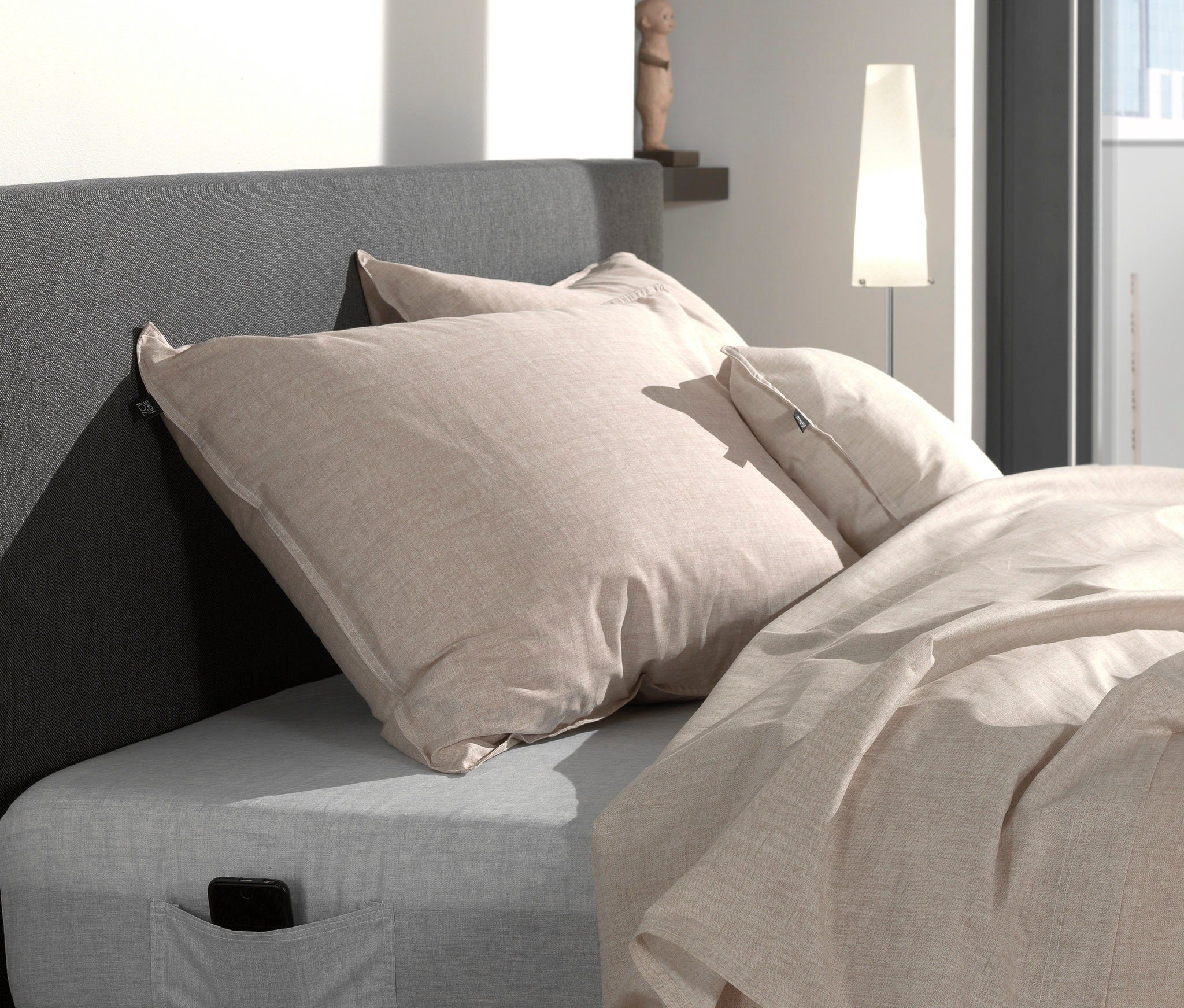 Bettwäsche Lino 1 140x220cm 60x70cm Sandy Beige