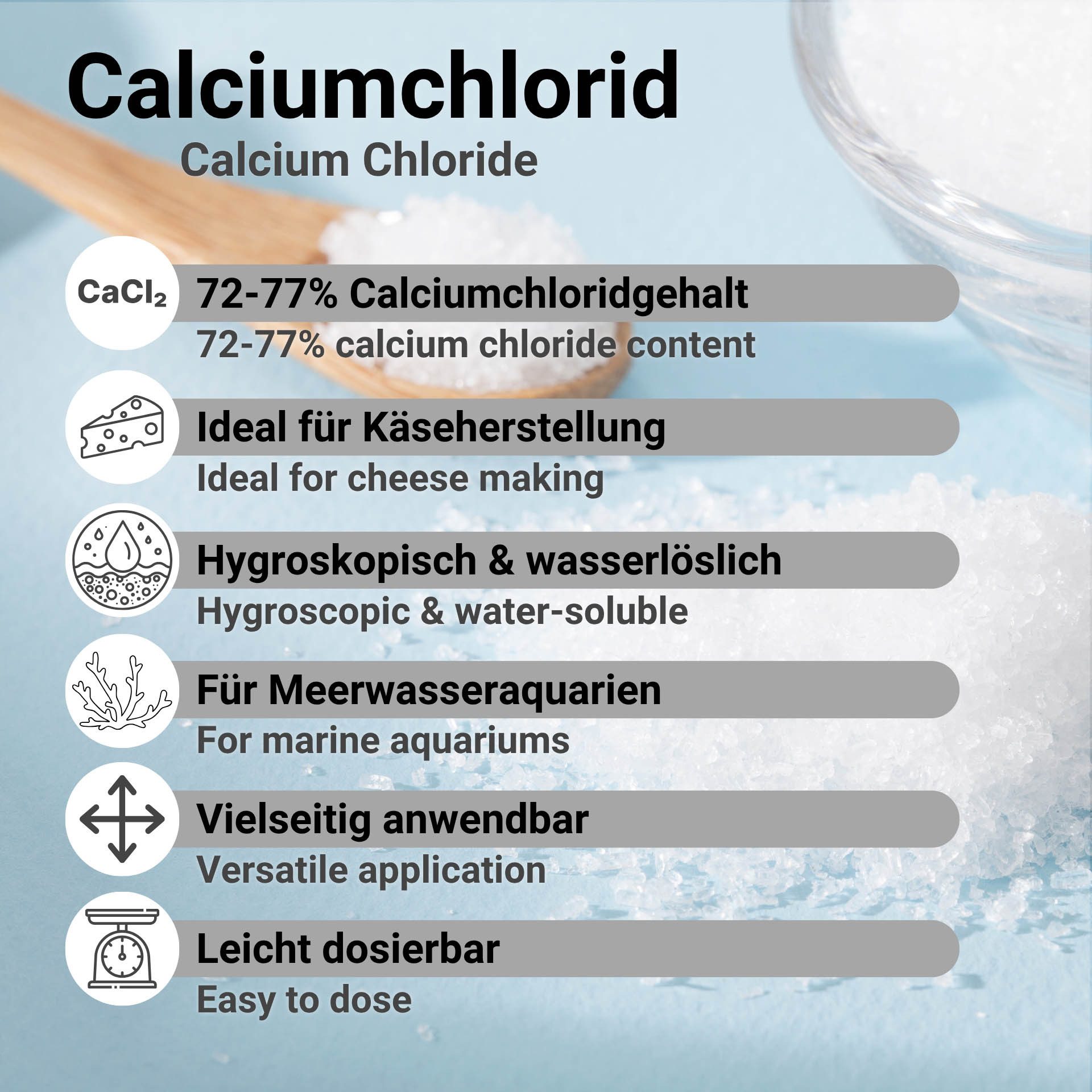 DistrEbution Granulat-Luftentfeuchter Calciumchlorid Dihydrat E509 1-25kg, Lebensmittel, Kosmetik & Technik, Vielseitig einsetzbar