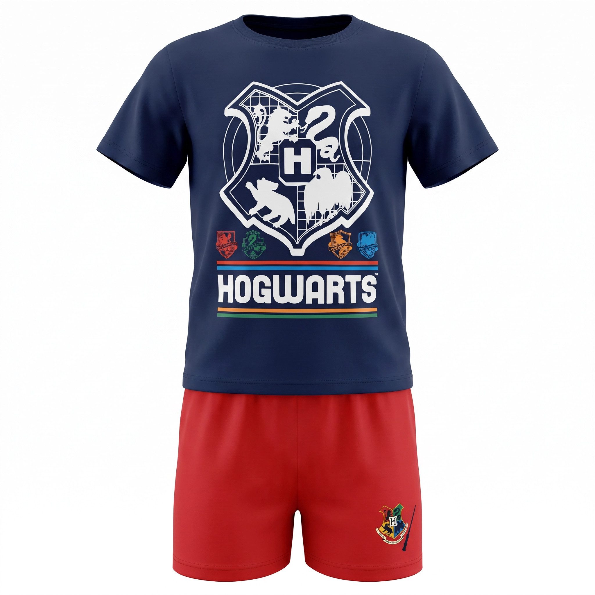 Harry Potter Schlafanzug Harry Potter Hogwarts Jugend kurzarm Pyjama Gr. 134 bis 164, 100% Baumwolle