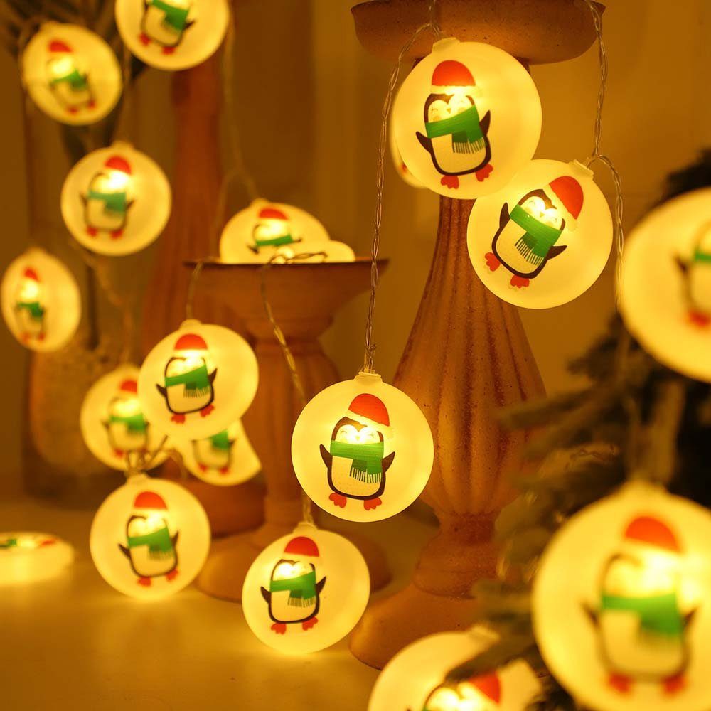 MUPOO LED Nachtlicht Weihnachtslichterkette LED Lichterketten,LED-Streifen, LED Stripe, Pinguin, 1.5M,10LEDS, LED Dekolicht LED Fest Integriert, Fairy Light