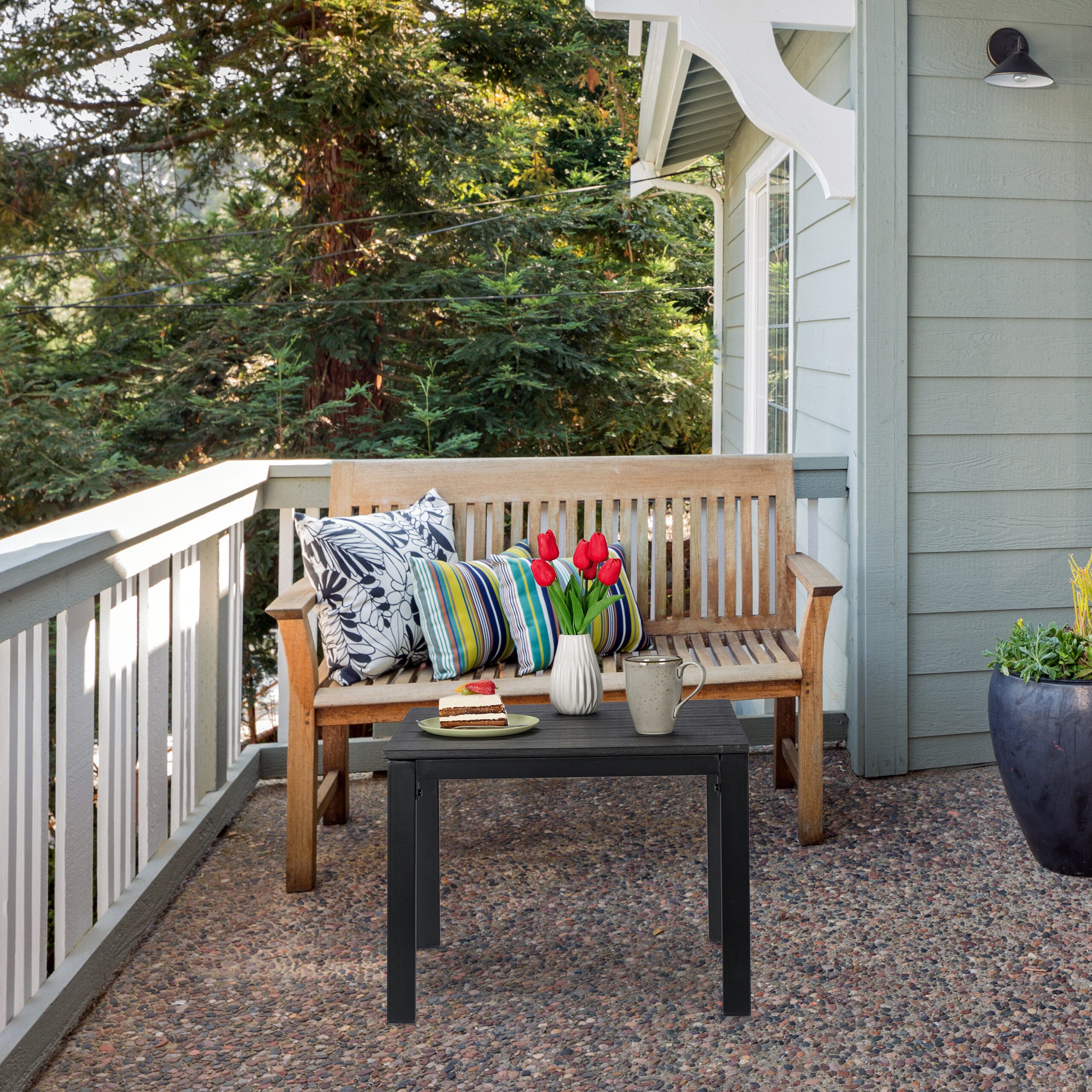 relaxdays Gartentisch Beistelltisch Balkon, Schwarz günstig online kaufen