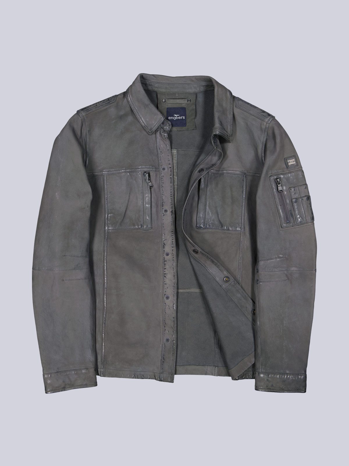 Lederjacke Herren Lederjacke aus Nubuk-Leder, Grau