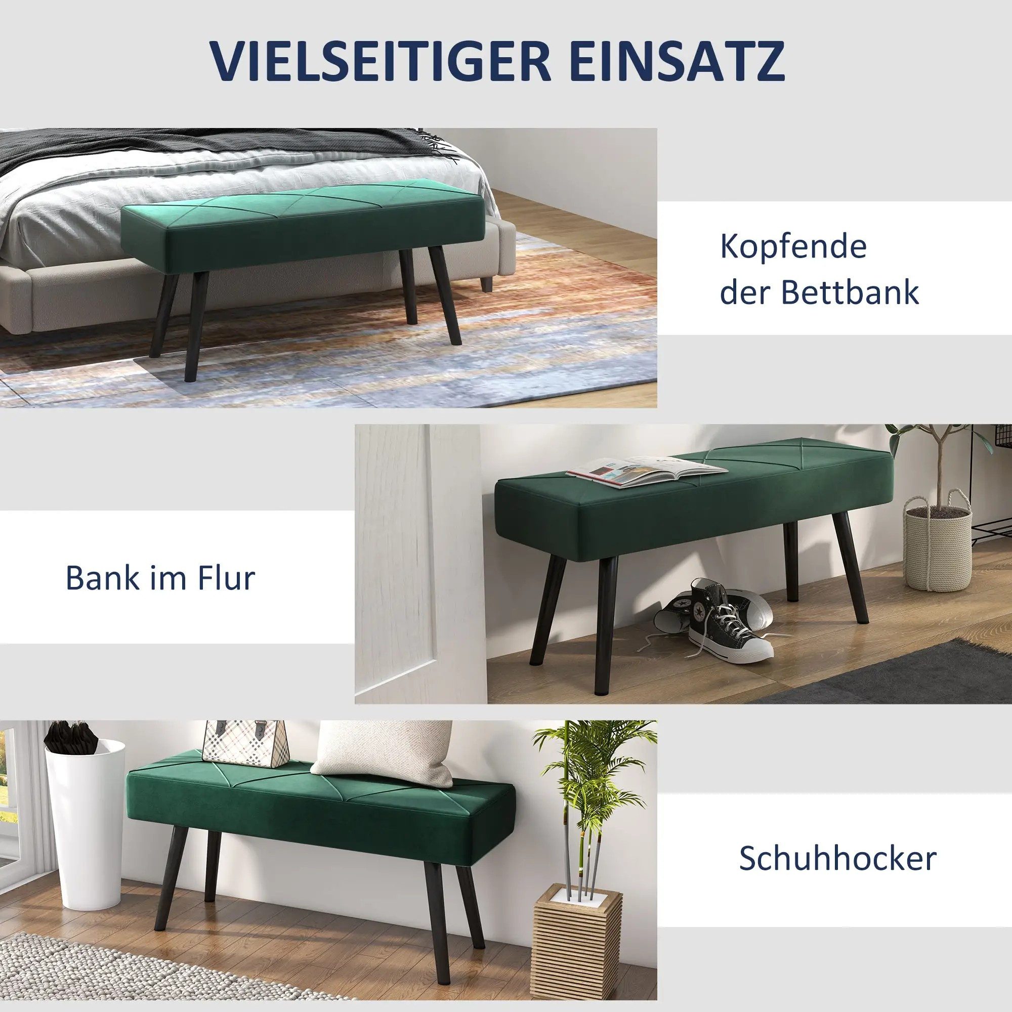 BlingBin Polsterbank Sitzbank Polsterbank in Samtoptik, Bettbank mit X-Must günstig online kaufen