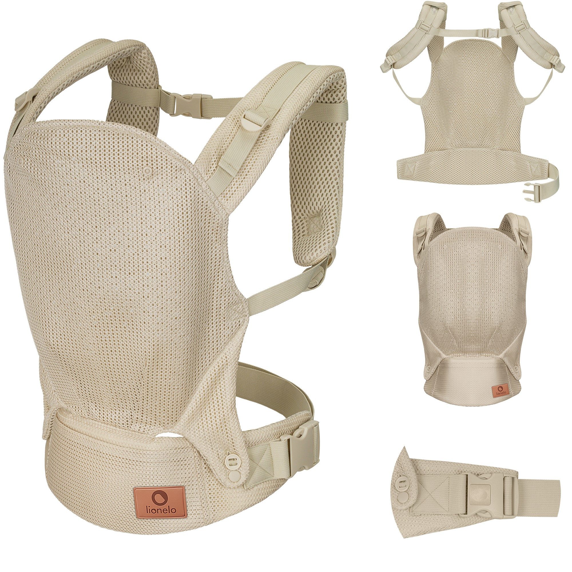 lionelo Babytrage MARGAREET AIR (Set, Babytrage mit Zubehör), 3 Positionen/Panelverstellung/Mesh/leicht/ab 4M/20kg