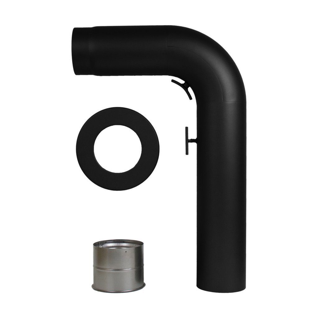H&M Germany Ofenrohr Set fullform schwarz ø 150 mm mit Drosselklappe, Rohrset, 150 mm, 150,00 mm, 90,00 °