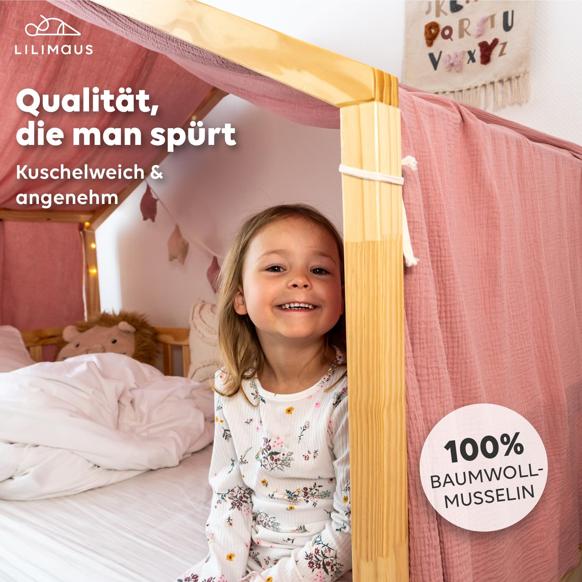 lilimaus Betthimmel Hausbetthimmel aus Musselin - Hausbett Deko für Mädchen günstig online kaufen