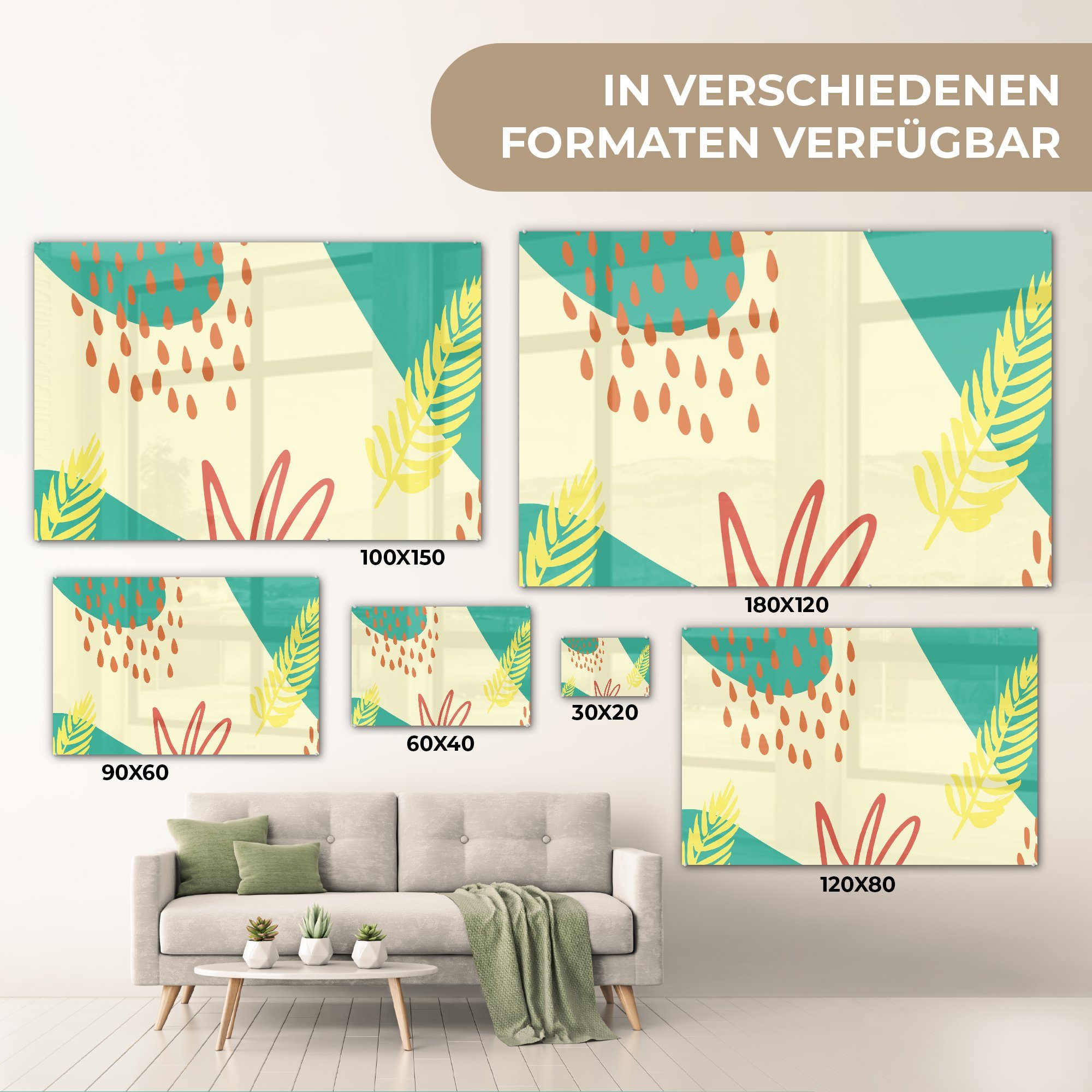 (1 Acrylglasbild Sommer MuchoWow Acrylglasbilder - Schlafzimmer Pastell, & St), Wohnzimmer Blätter -
