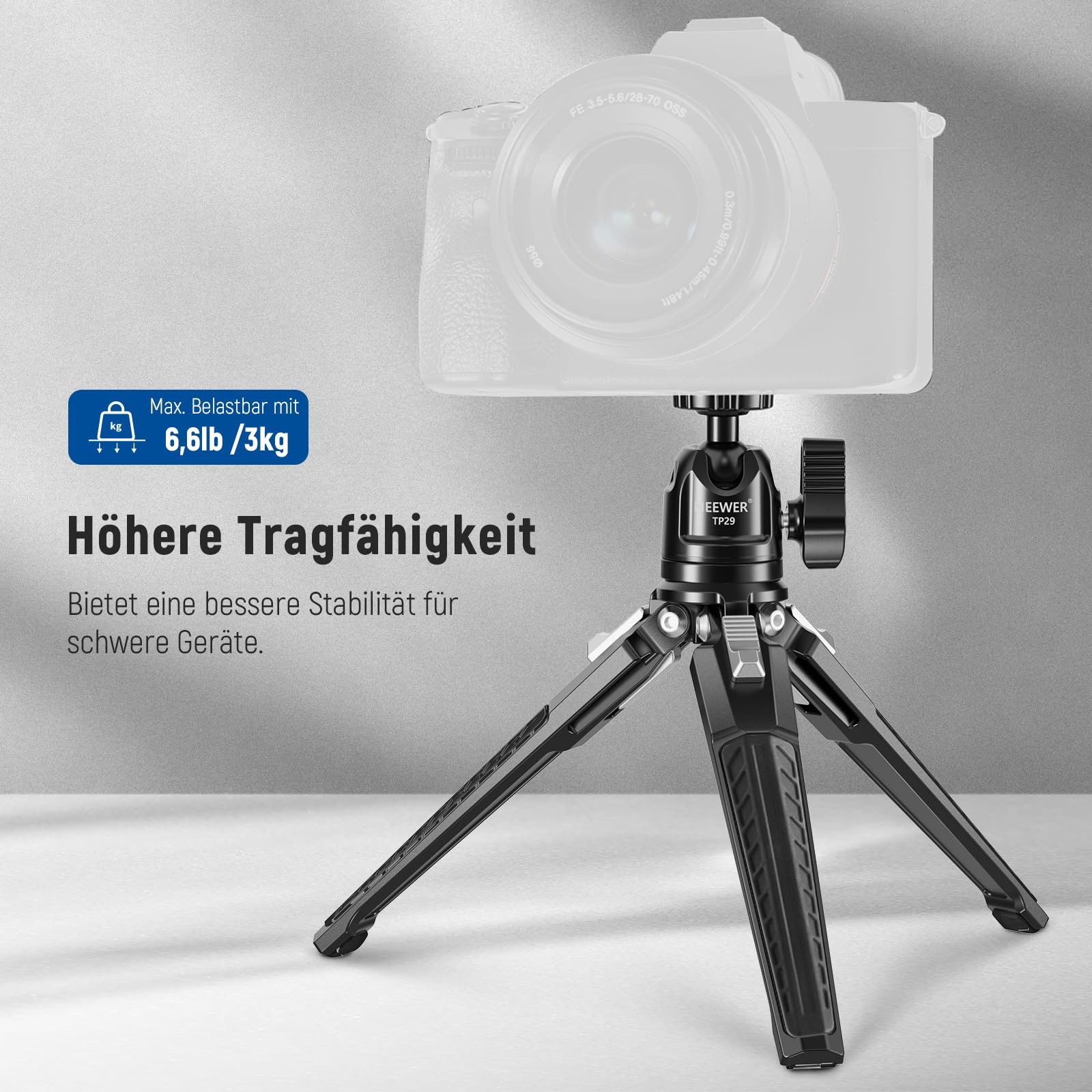 Neewer TP29 Mini Tischstativ mit 360° Kugelkopf für Kamera & Handy, max. 3kg Ministativ (höhenverstellbar von 7.5 bis 17.5 cm)