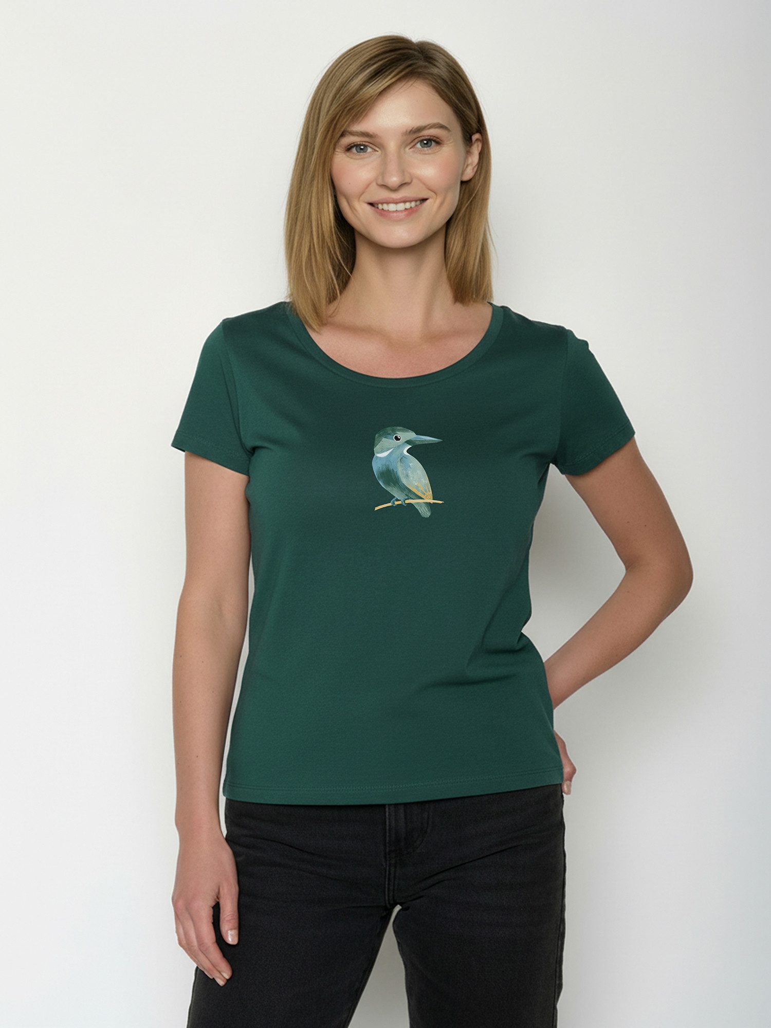 GreenBomb T-Shirt Loves Bird Look (1-tlg., 1) figurbetont, leicht tailliert, klassische Kurzärmel