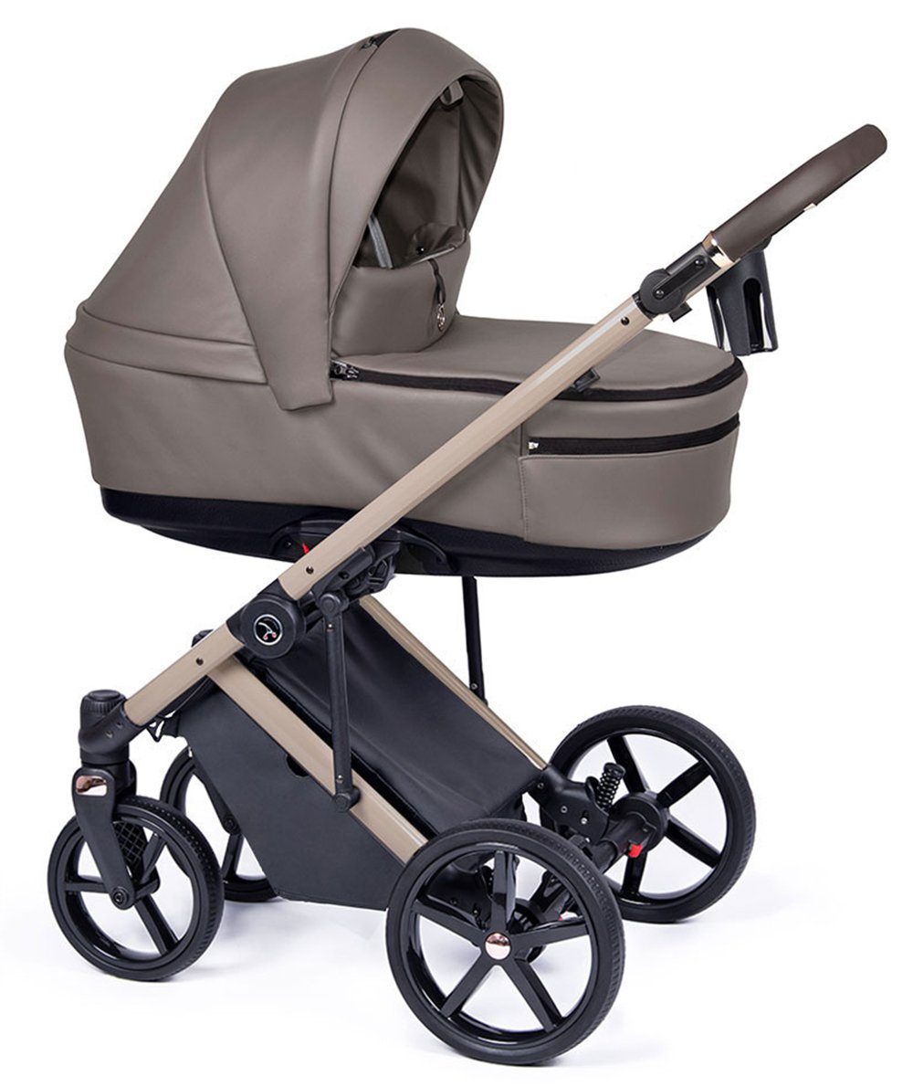babies-on-wheels Kombi-Kinderwagen 2 in 1 14 in beige Fado Teile - Kinderwagen-Set Designs Eco = - 21 Braun Gestell
