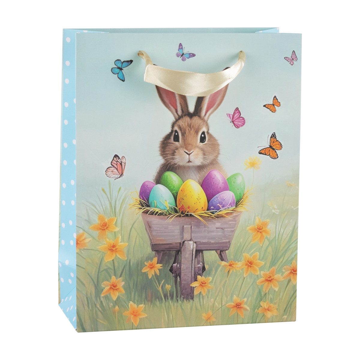 Idena Tragetasche Geschenktasche Ostern - Hase, braun mit Eiern, 18 x 23 x 8 cm