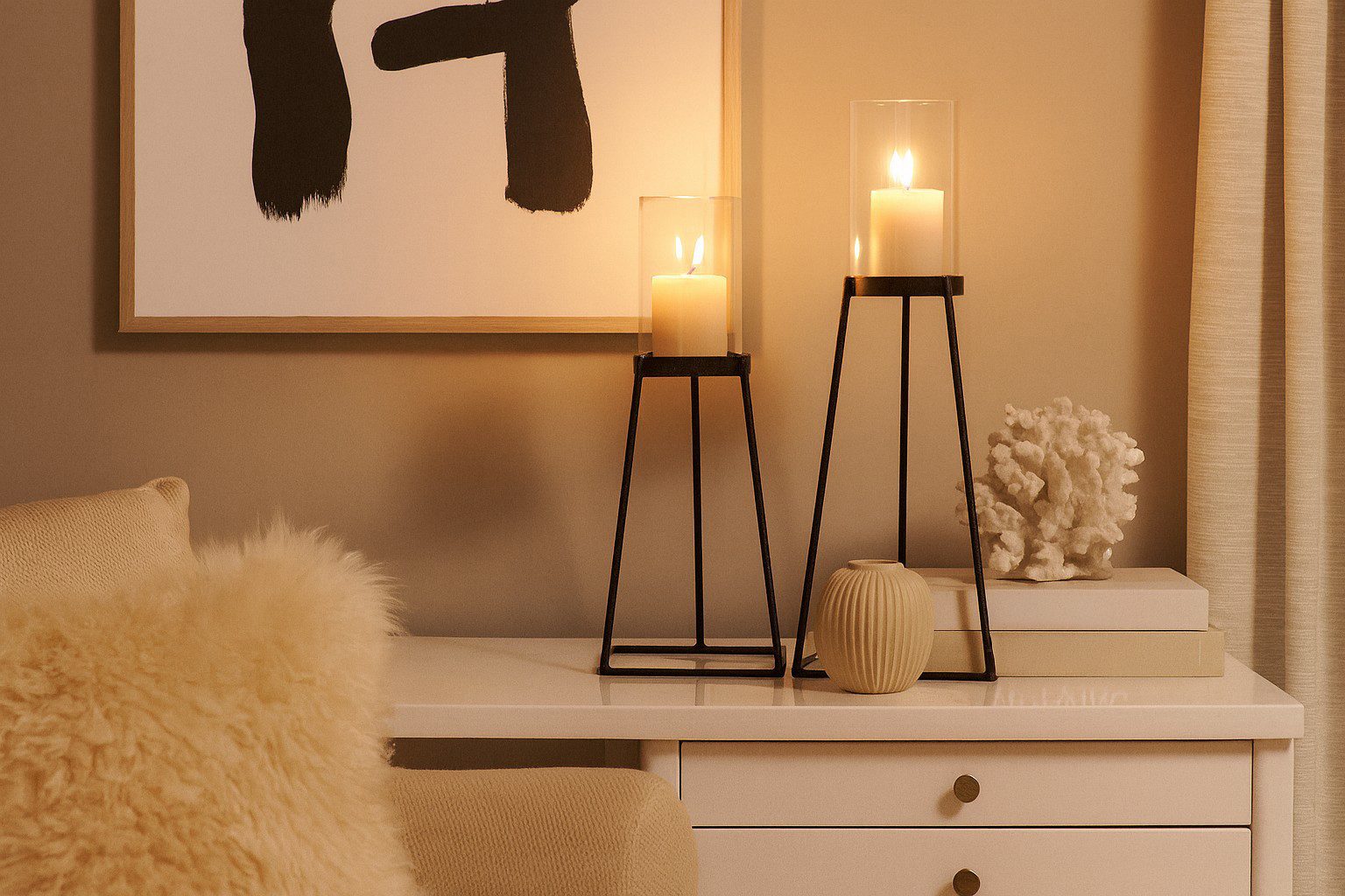 moebel-direkt-online Kerzenständer 2teiliges Set (Höhe 31 cm und Höhe 26 cm, 2teiliges Set), aus Metall