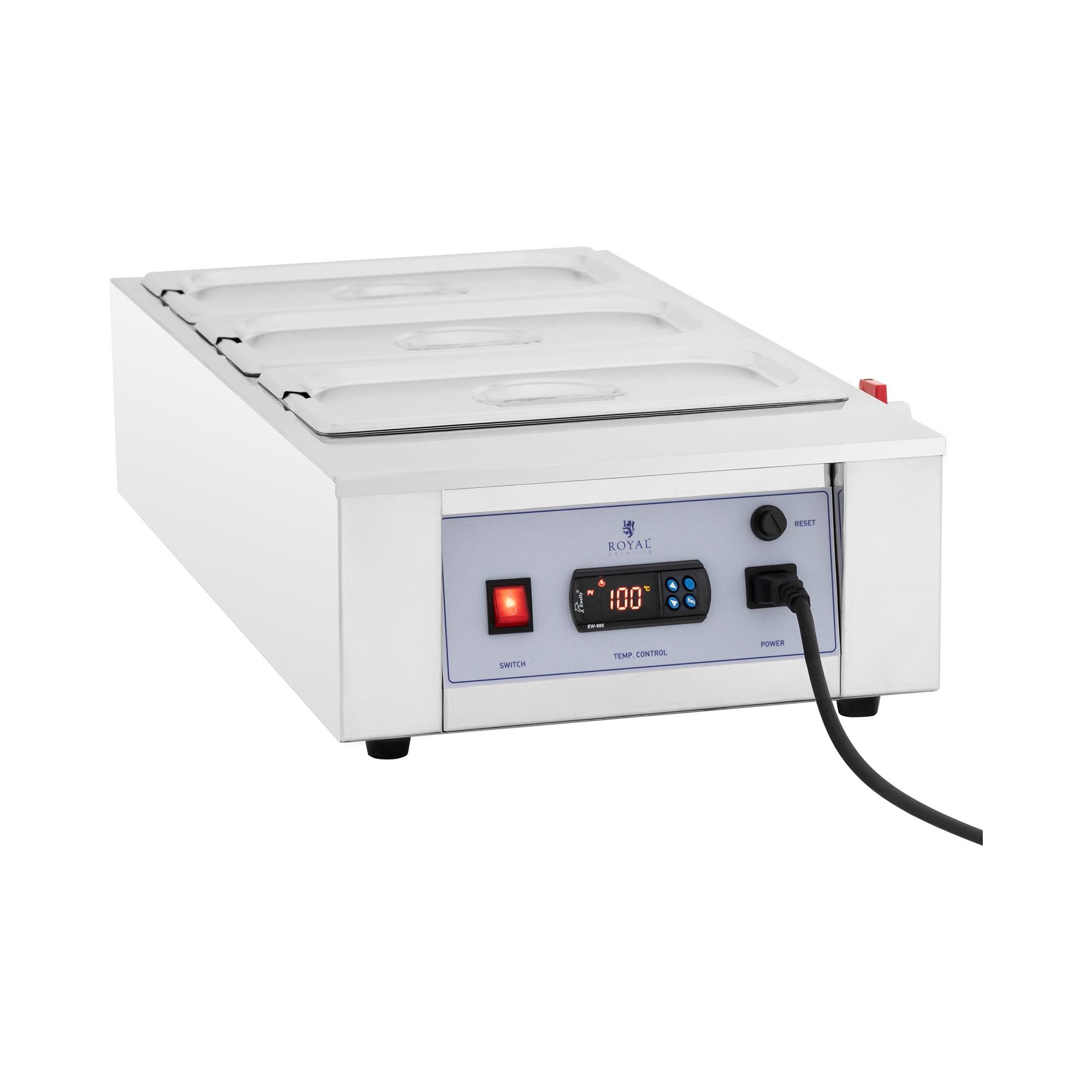Royal Catering Fonduetopf Schokoladenschmelzgerät elektrischer Schokoladenschmelzer 3 x 3,2 l, Stahl