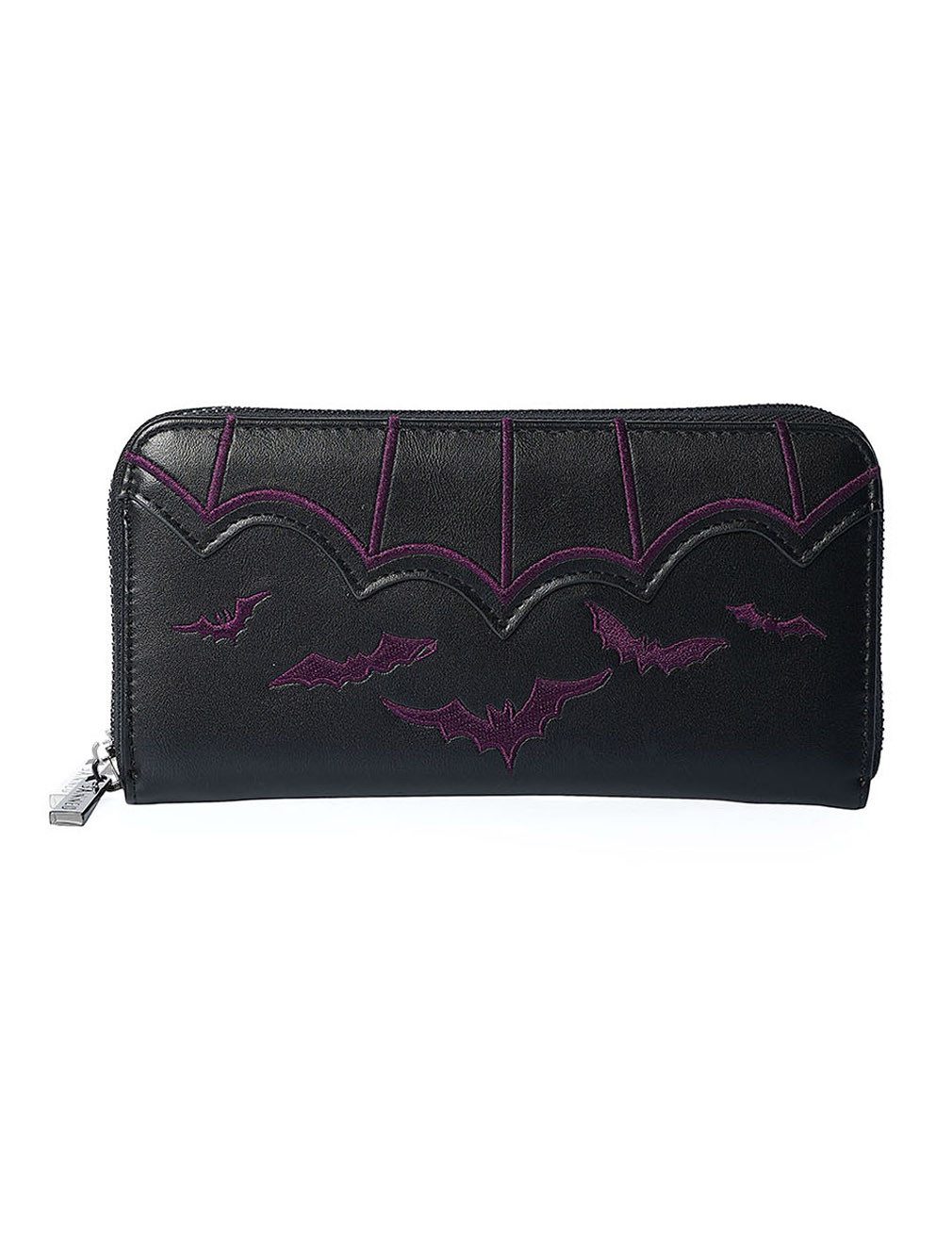 Banned Geldbörse Salem Lila, Bestickte Fledermäuse Gothic
