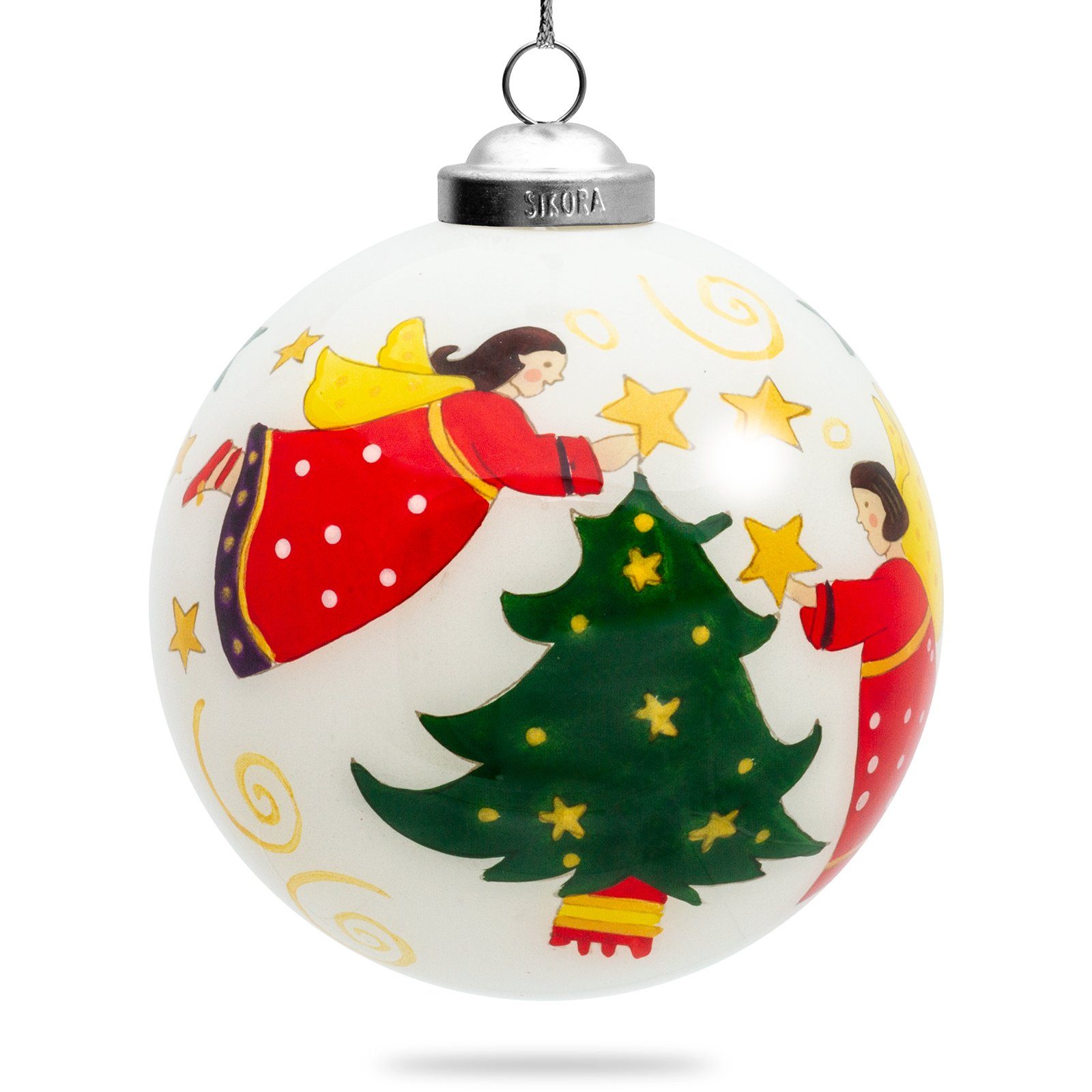 SIKORA Christbaumschmuck SIKORA K10-24 Engel Weihnachtsbaum Glaskugel Weihnachtskugel Innenglasmalerei D: 10 cm