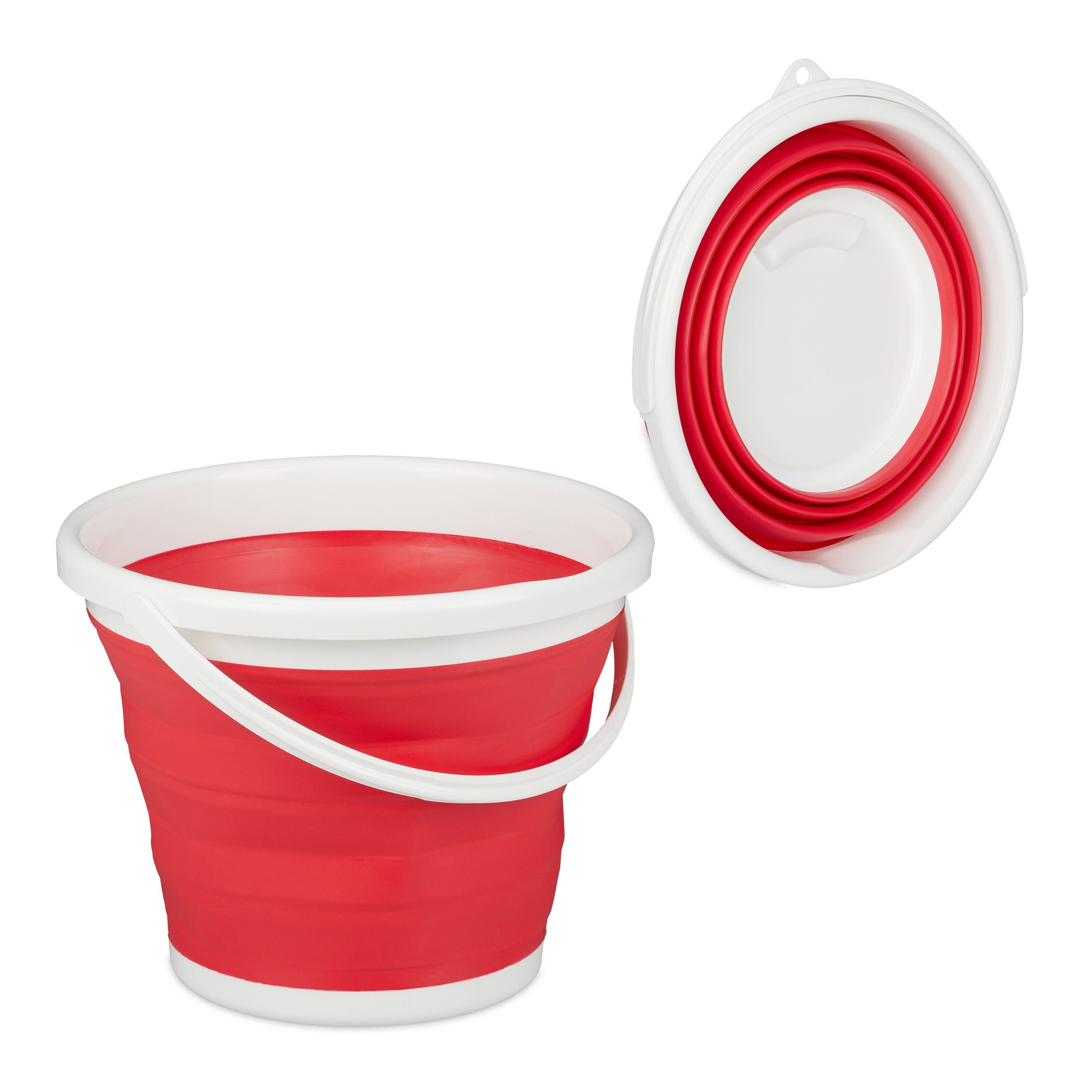 relaxdays Falteimer Faltbarer Eimer 10 Liter, (1-tlg), rot