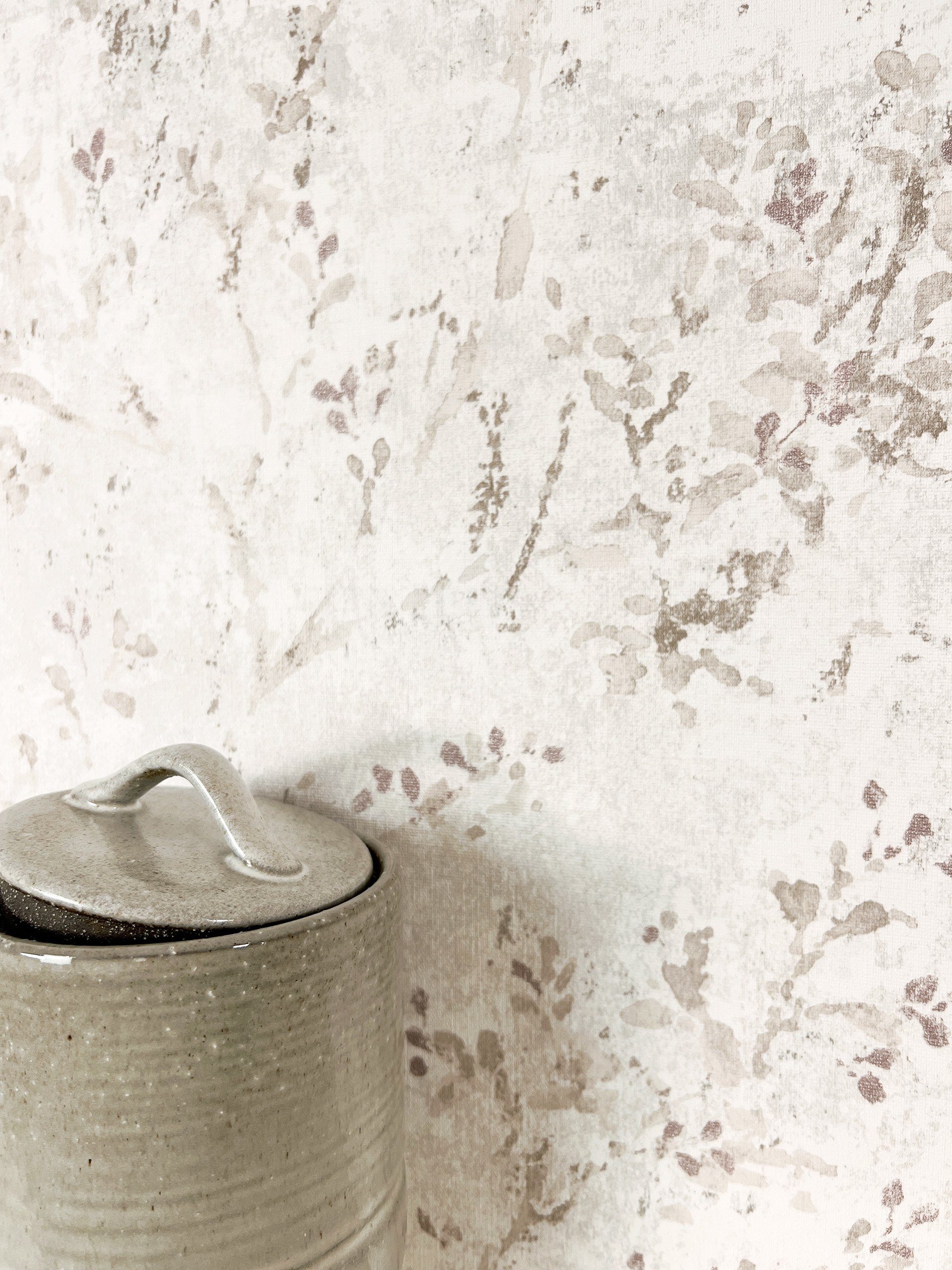 Newroom Vliestapete, Beige Tapete Floral Blätter - Vintage Blumentapete Hel günstig online kaufen