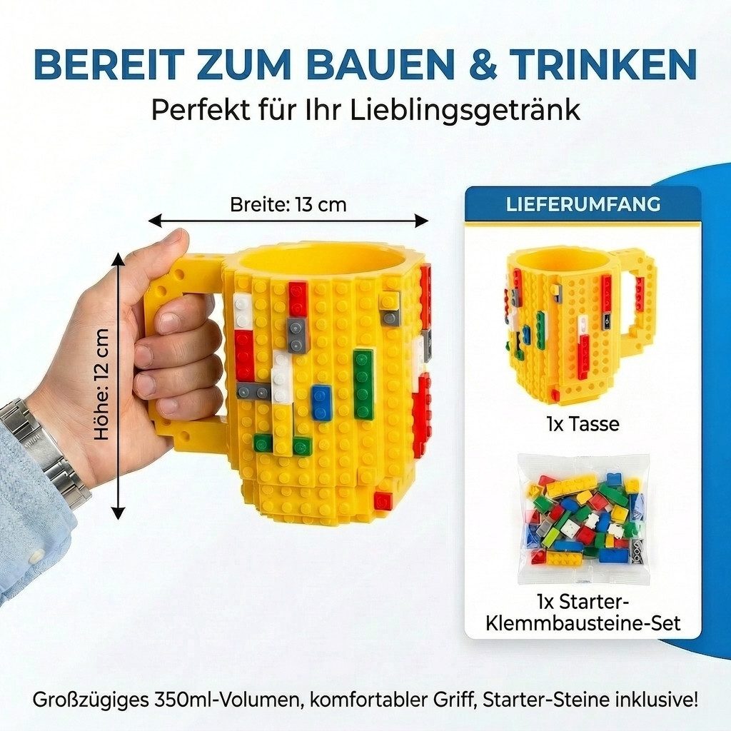 Goods+Gadgets Tasse GOODS+GADGETS LEGOTasse Baustein - kaffee&kinder becher, 350ml, Polycarbonat, Kaffeetasse Kaffee-Becher 350ml – Bild 5 von 5