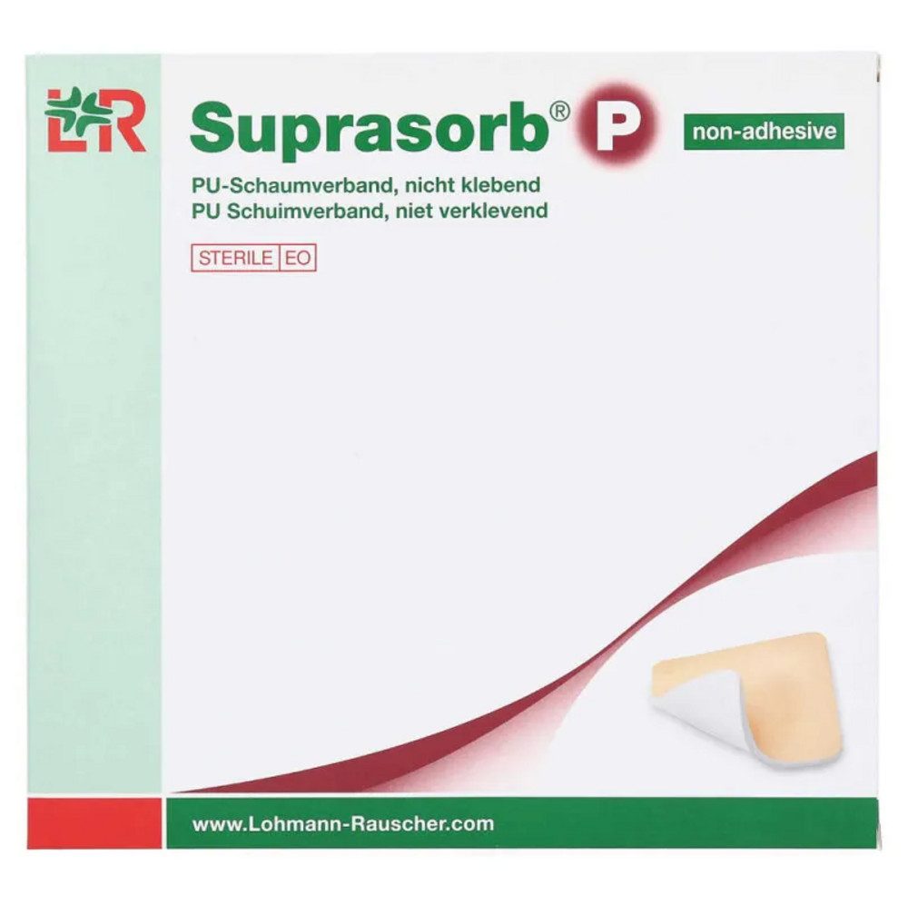 Lohmann & Rauscher GmbH & Co.KG Gips-und Verbandschutz SUPRASORB P PU-Schaumv.nicht klebend 10x10 cm, Saugfähiger Wundverband, Schmerfreier Verbandwechsel