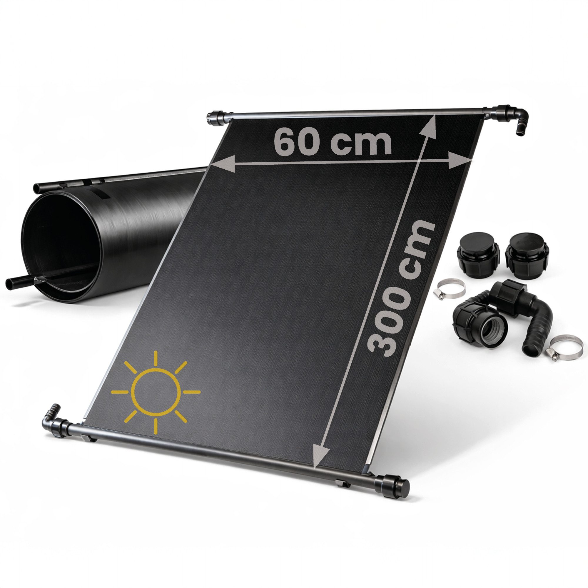 HAF Pool-Solarkollektor 2x Solarkollektor 300x60cm Poolheizung Solarheizung bis 20m³ Heizung, (Sonnenenergie für Ihren Gartenpool, Zur Verlängerung Ihrer Poolsaison), Ideal für Schwimmbad & Aufstellpool