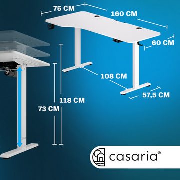 Casaria Schreibtisch, Höhenverstellbar Elektrisch 160x75cm L-Form LCD- Display Stahlgestell