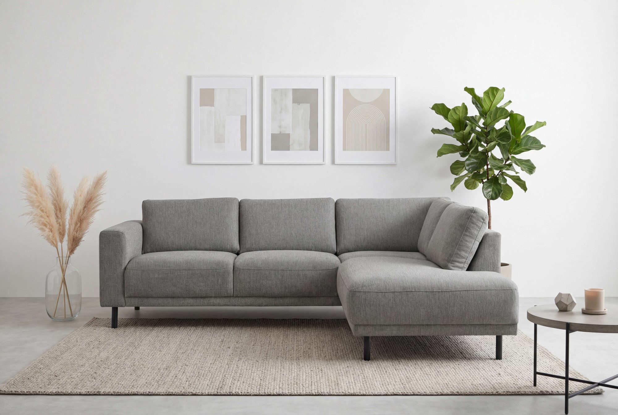 OTTO home Ecksofa Sveeva, L-Form, B.240 cm, schwarze Metallfüße, langlebiger Webstoff, mit Wellenunterfederung, viele Farben
