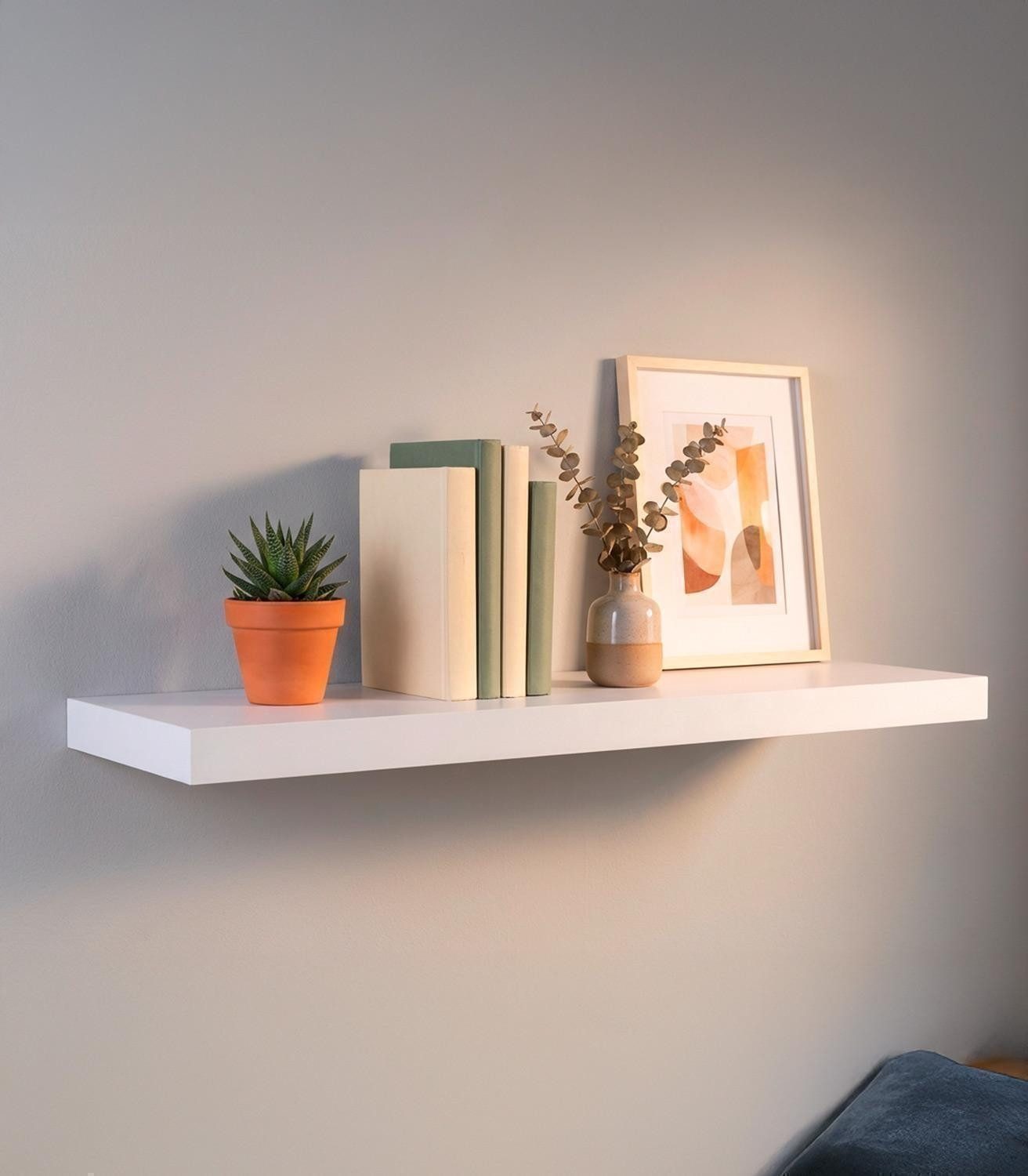 Home4You Wandboard MIKI, B 60 x H 23,5 cm, Weiß matt, MDF, PVC, 1-tlg., 1 Ablagefläche