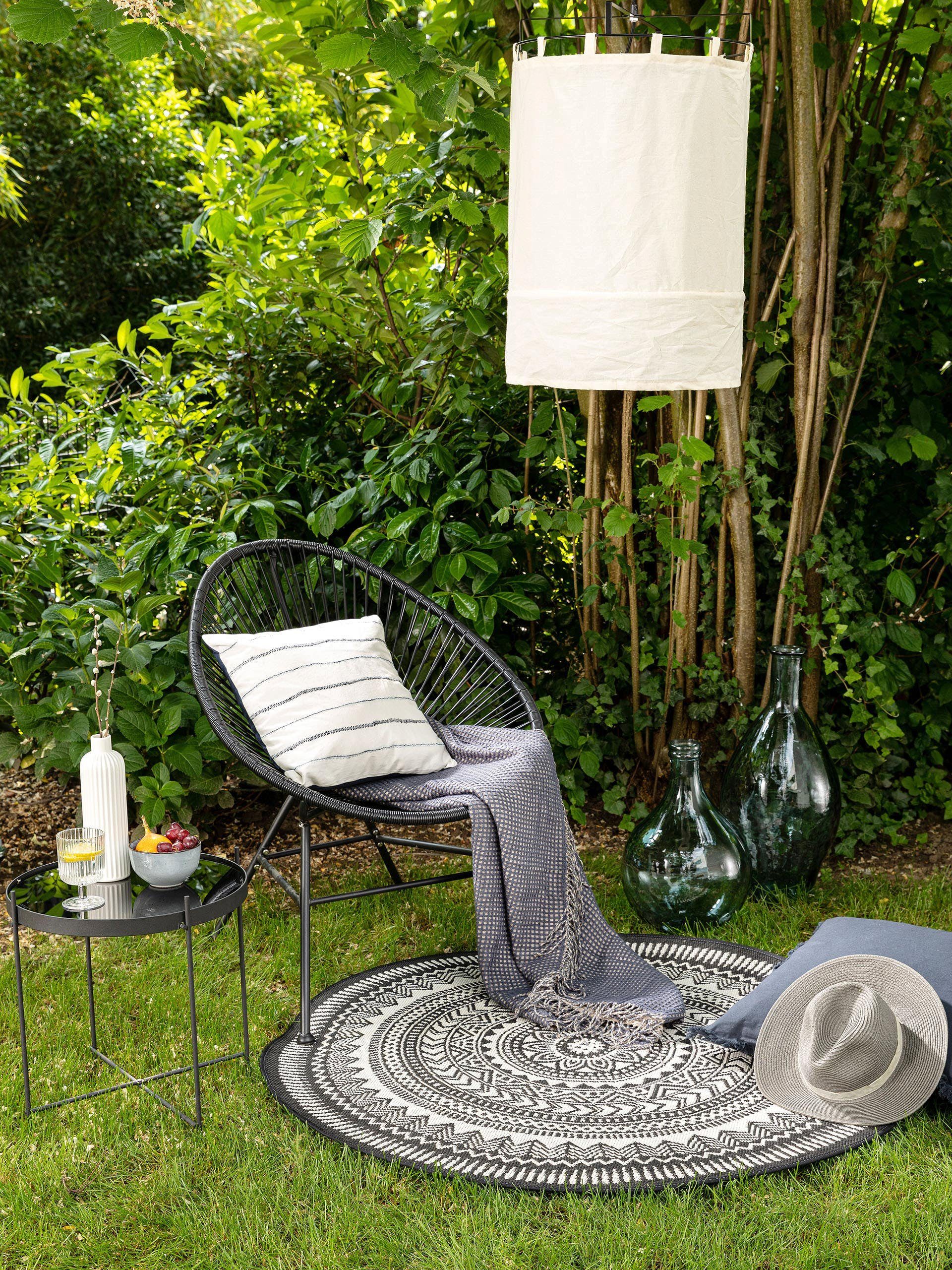 benuta Outdoorteppich Metro, rund, Höhe: 6 mm, In- & Outdoorteppich, Robust für Garten, Terrasse, Balkon, Küche