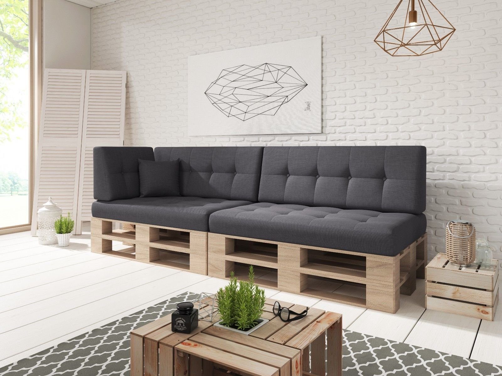 sunnypillow Palettenkissen Palettenkissen VERONA 6er Set, palettenmöbel palettencouch polsterauflage 120 x 80
