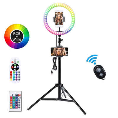 BlingBin Ringlicht 10 Zoll RGB mit Stativ USB Selfie-Ringlicht 16 Farben