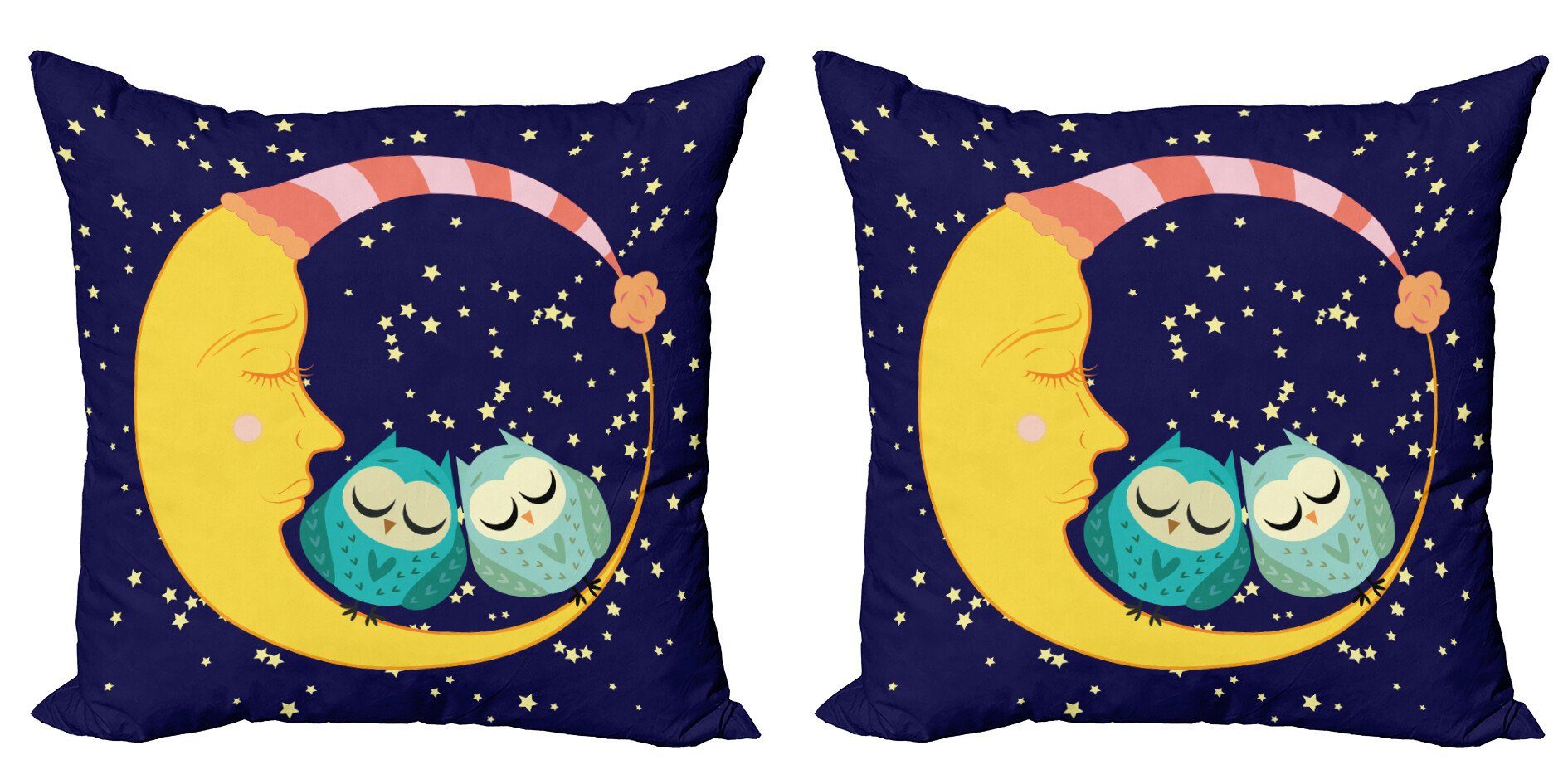 Modern Sleeping Owl Digitaldruck, Stück), Crescent Kissenbezüge Accent Mond Doppelseitiger Abakuhaus (2 Couple