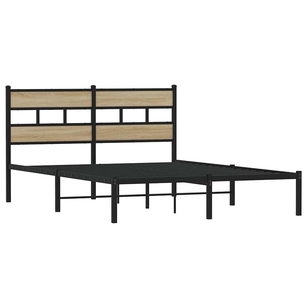 vidaXL Bett Metallbett ohne Matratze Sonoma-Eiche günstig online kaufen