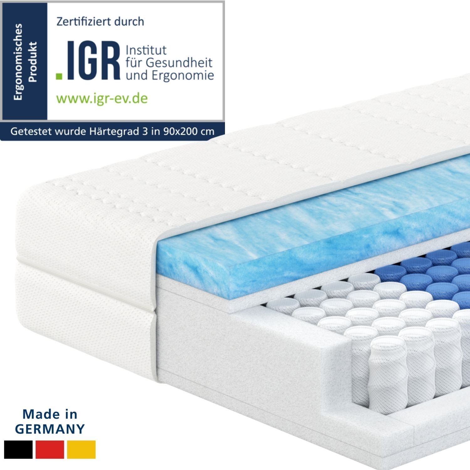 Taschenfederkernmatratze 7-Zonen Federkernmatratze mit Gelschaum, Gelschaum günstig online kaufen