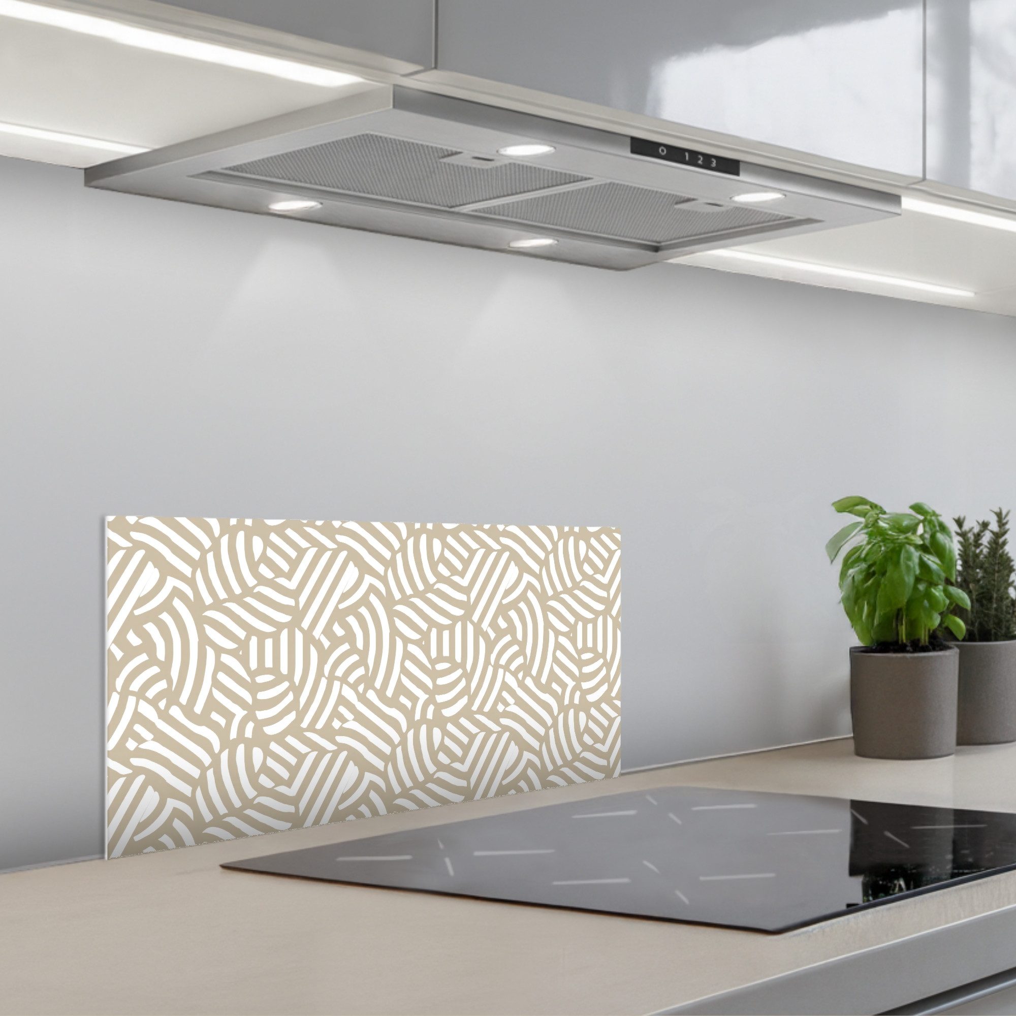 KitchenYeah Küchenrückwand selbstklebend (keine Folie) Abstrakt - Modern - Beige, (1-tlg), Küchenrückwand, Spritzschutz, Kitchen, 60x30 cm