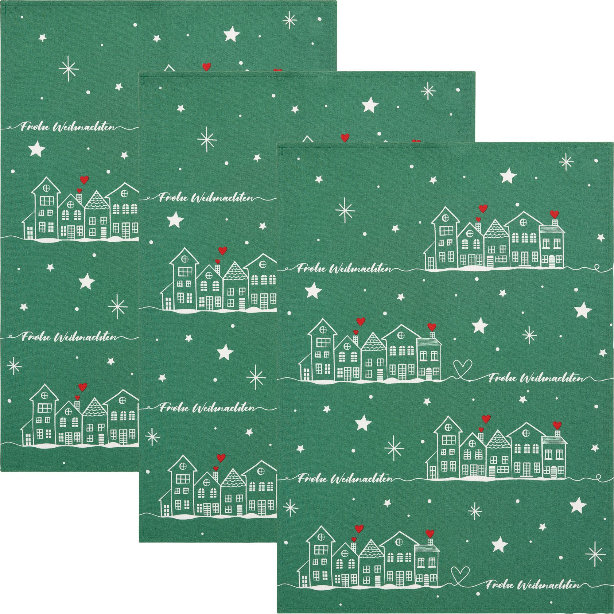 Erwin Müller Geschirrtuch Geschirrtuch "Häuschen" 3er-Pack, günstig online kaufen