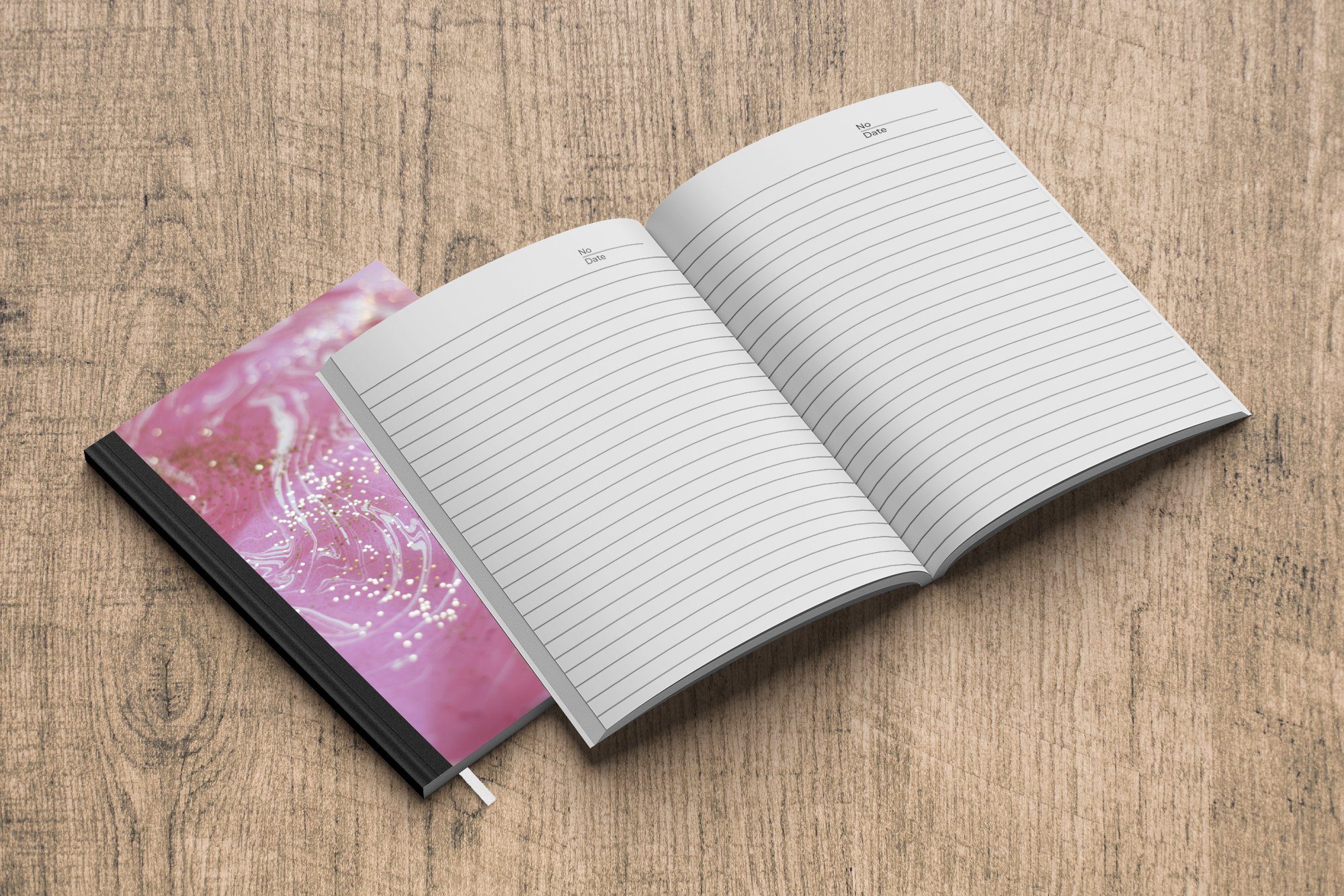 Rosa - Tagebuch, - Merkzettel, A5, Weiß Marmor Journal, Seiten, MuchoWow Glitzer, Haushaltsbuch - Notizbuch Notizheft, 98