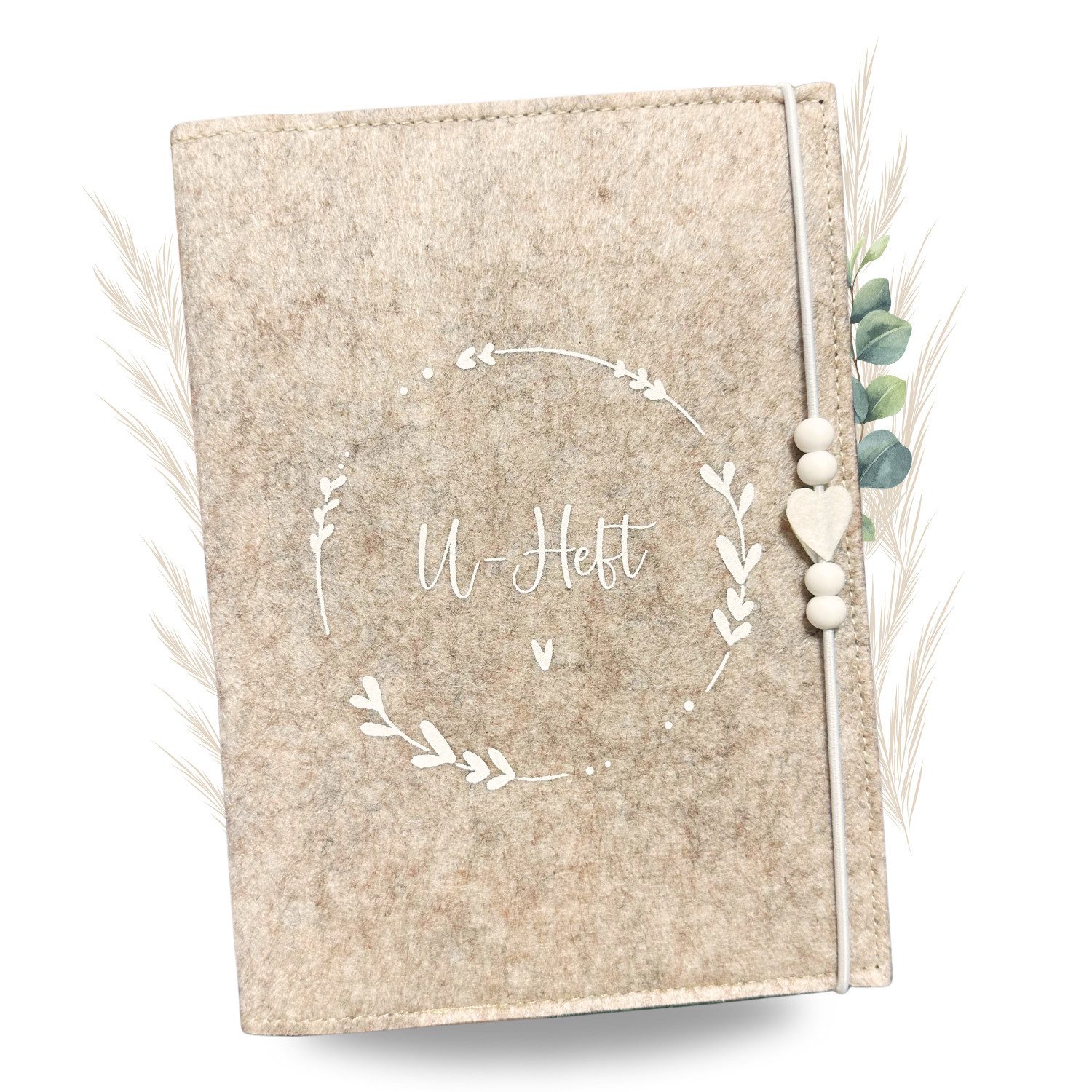 Malino Mutterpass-Hülle U-Heft Hülle und Impfpass Hülle Filz Beige für Untersuchungsheft