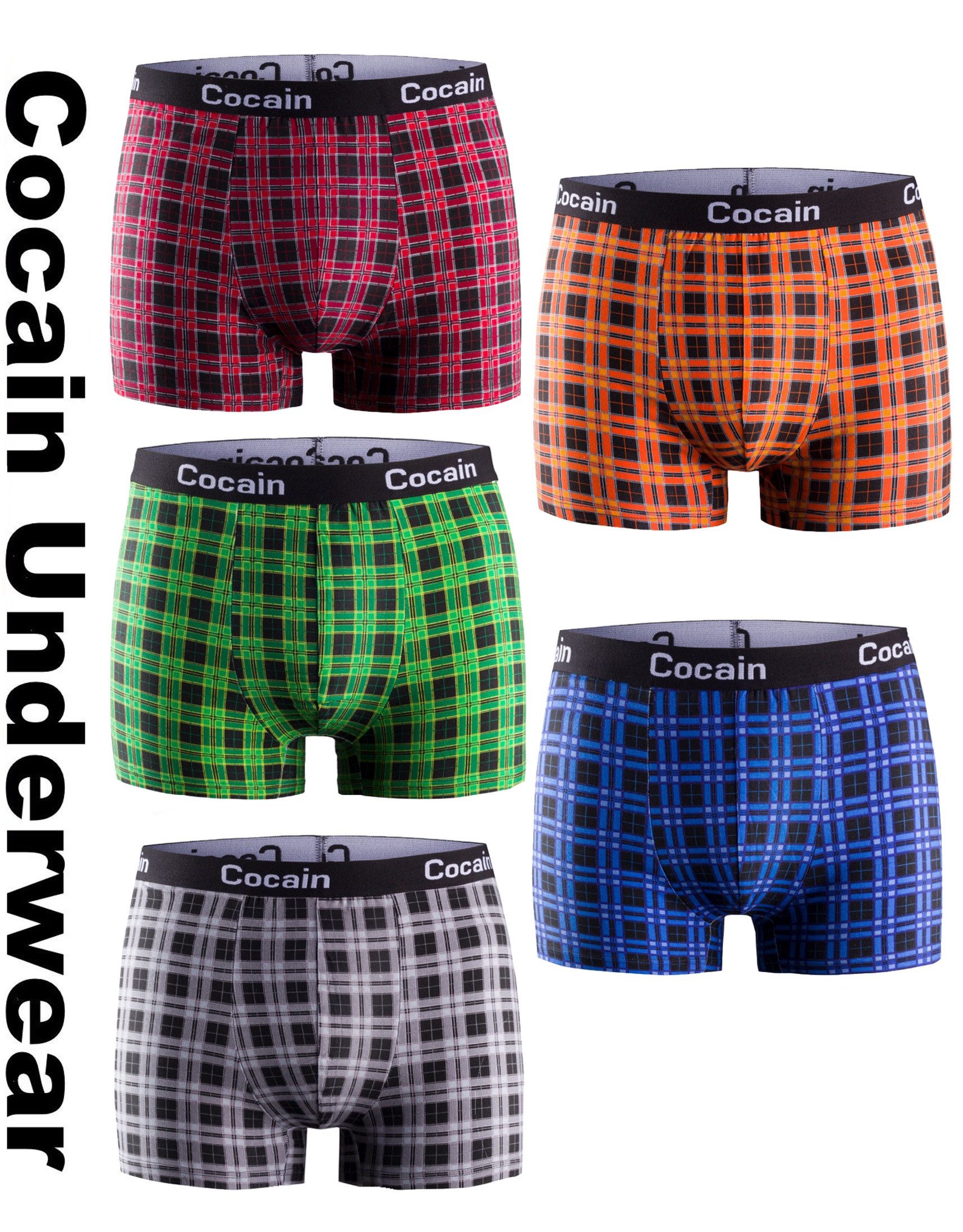 Cocain underwear Boxershorts 5 Boxershorts karierte farbig Herren Unterhose günstig online kaufen