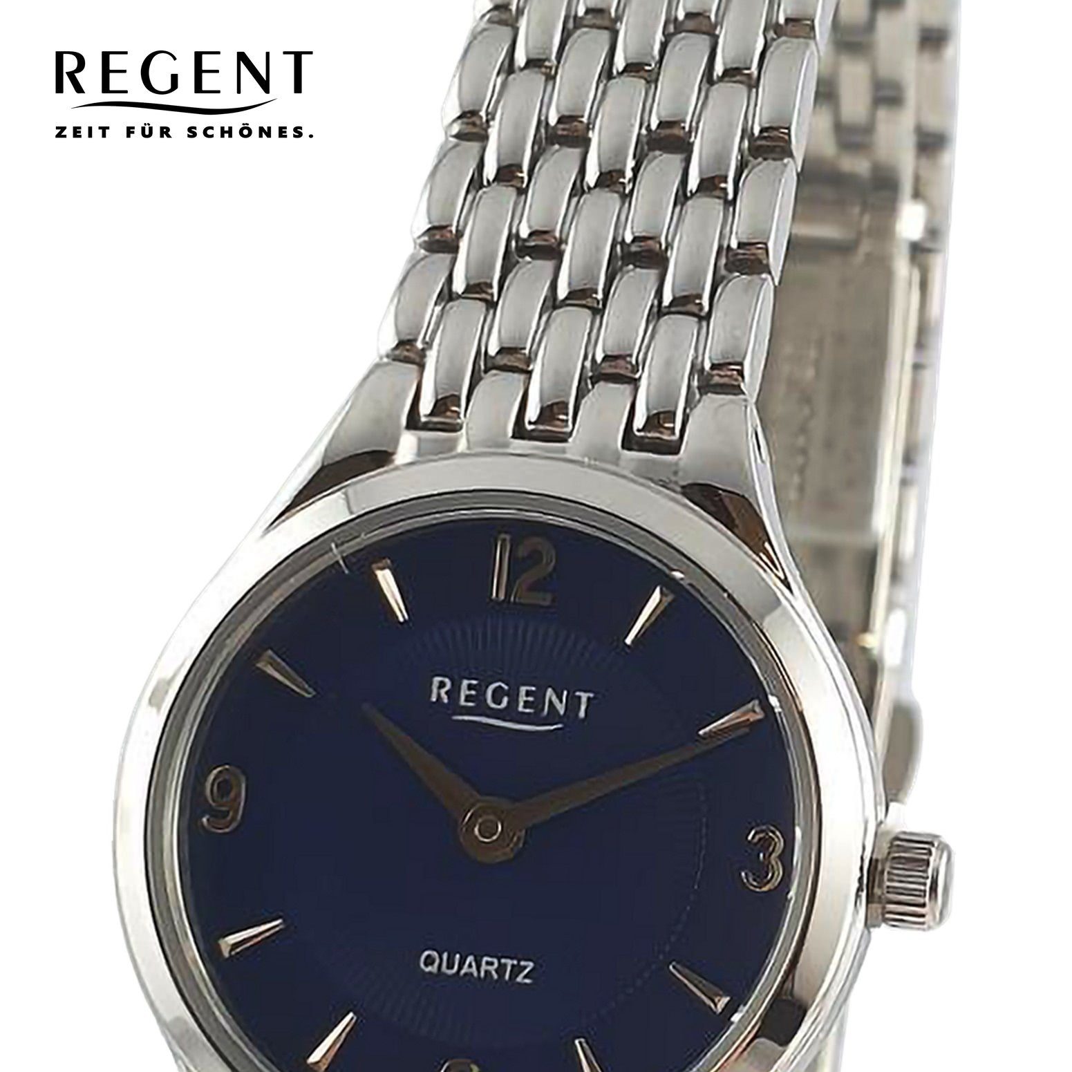 Regent Quarzuhr (ca. rund, extra Armbanduhr Armbanduhr groß Regent 23mm), Damen Analog, Damen Metallarmband