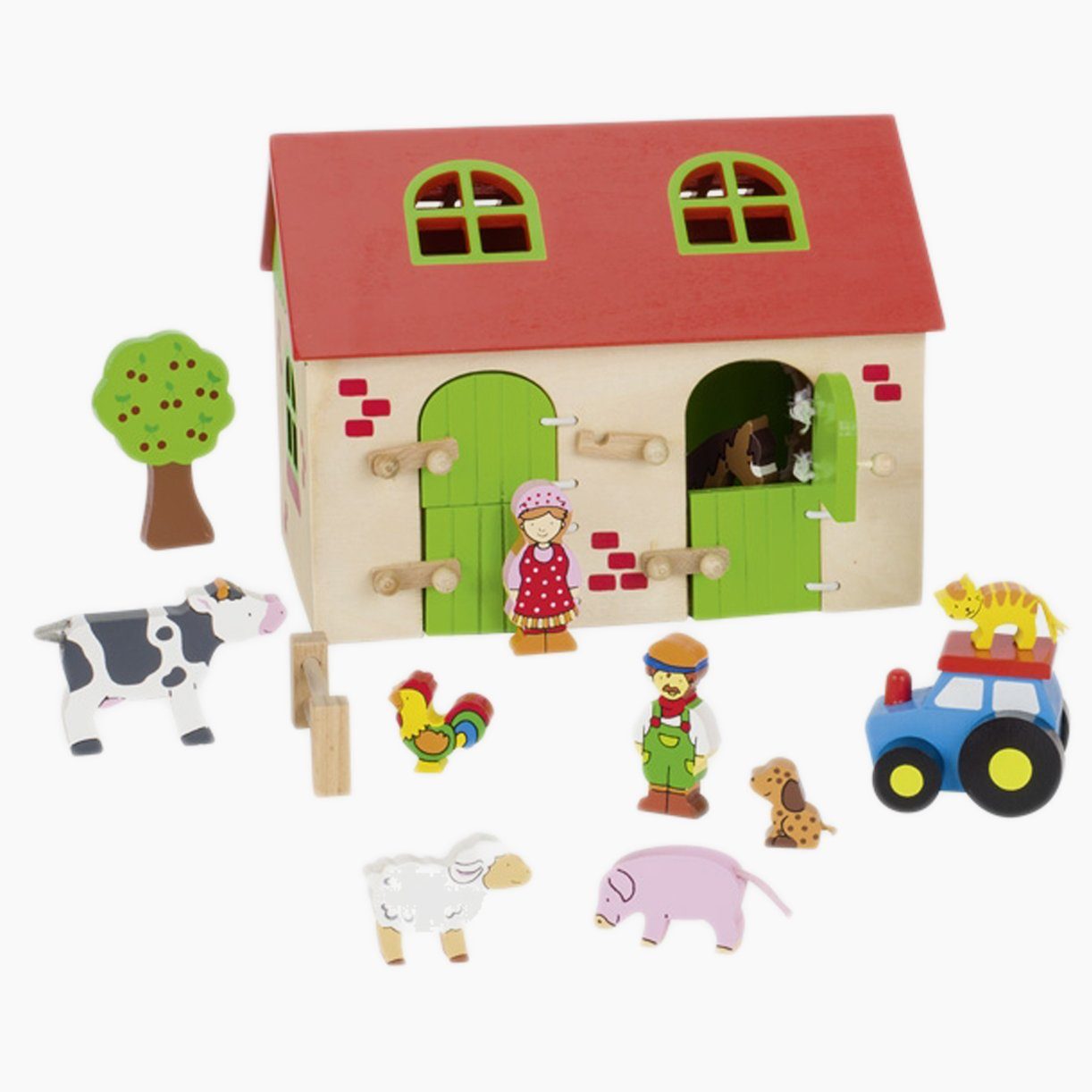 goki Spiel-Gebäude Bauernhof Goki (Packung, set), Mit 13 standsichere Teilen.