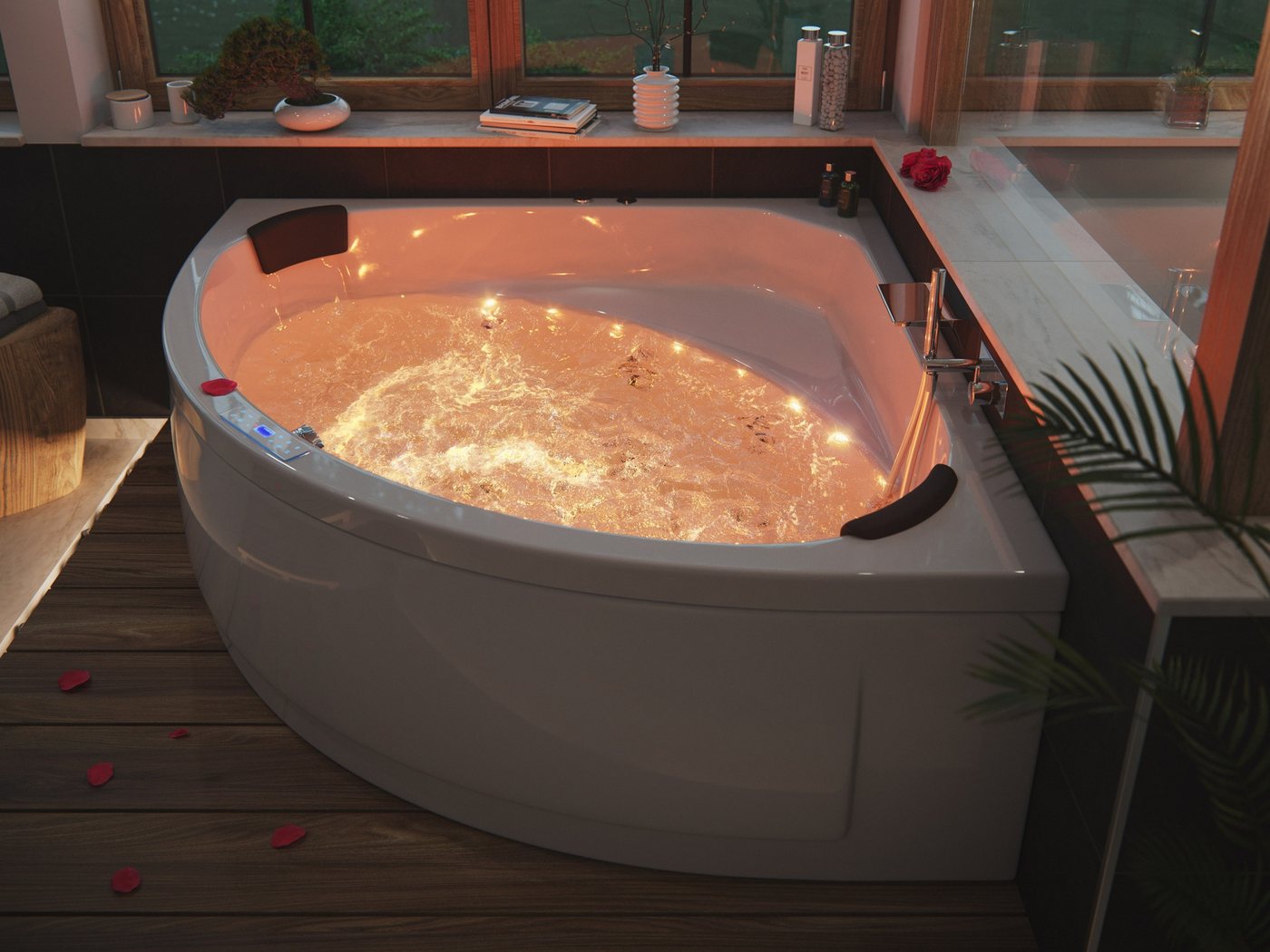 Thumbnail - Magnolia Home Whirlpool-Badewanne Deluxe Whirlpool Set TITAN ULTRA mit 78 Düsen und LEDs ohne Armatur