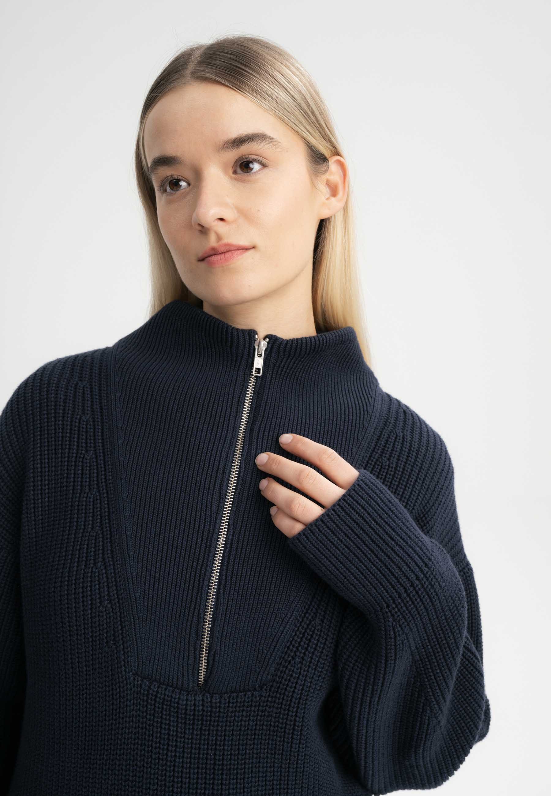 MELA Strickpullover Rippstrick Troyer Style KIMAYA clean