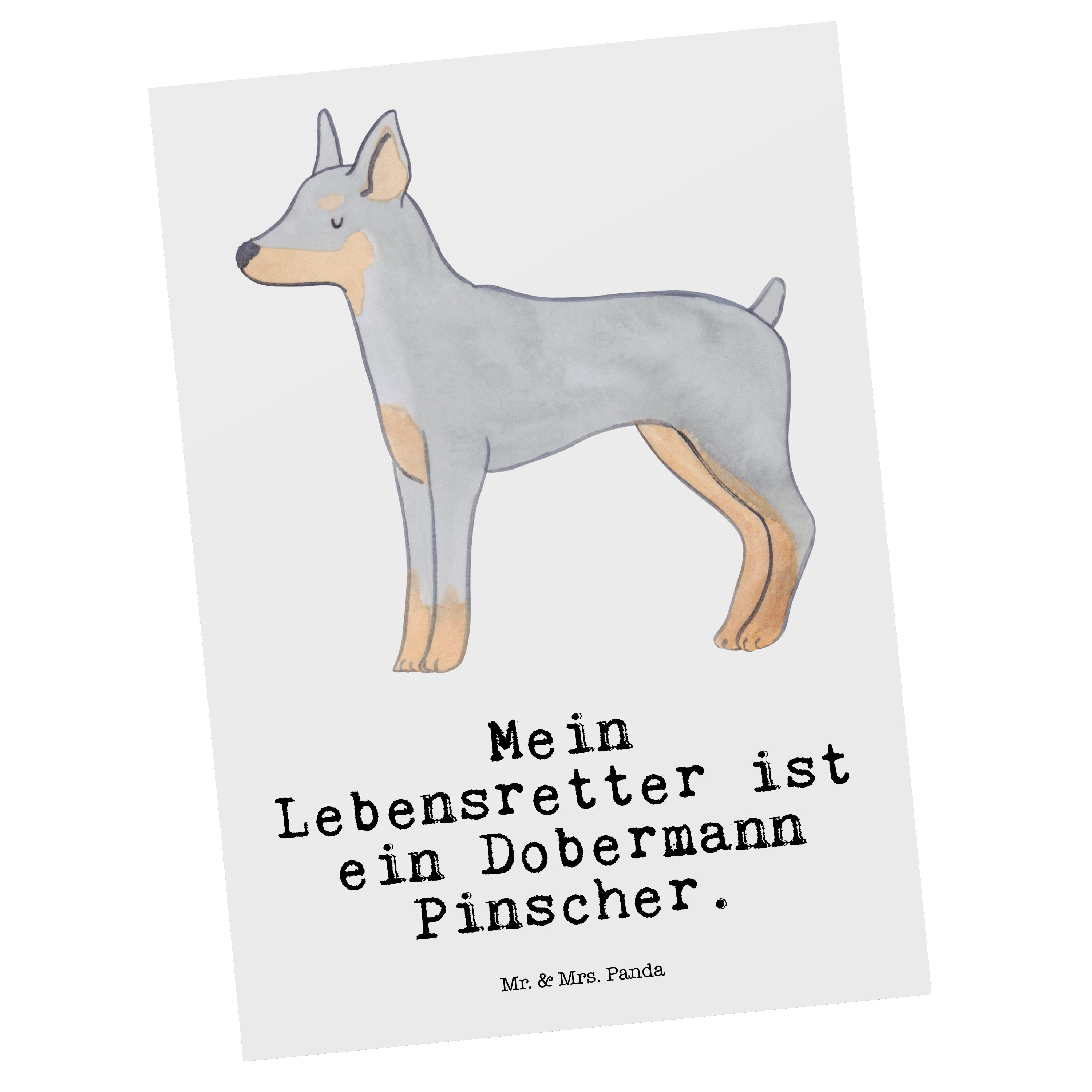 Mr. & Mrs. Panda Postkarte Dobermann Pinscher Lebensretter - Weiß - Geschenk, Geschenkkarte, Gru