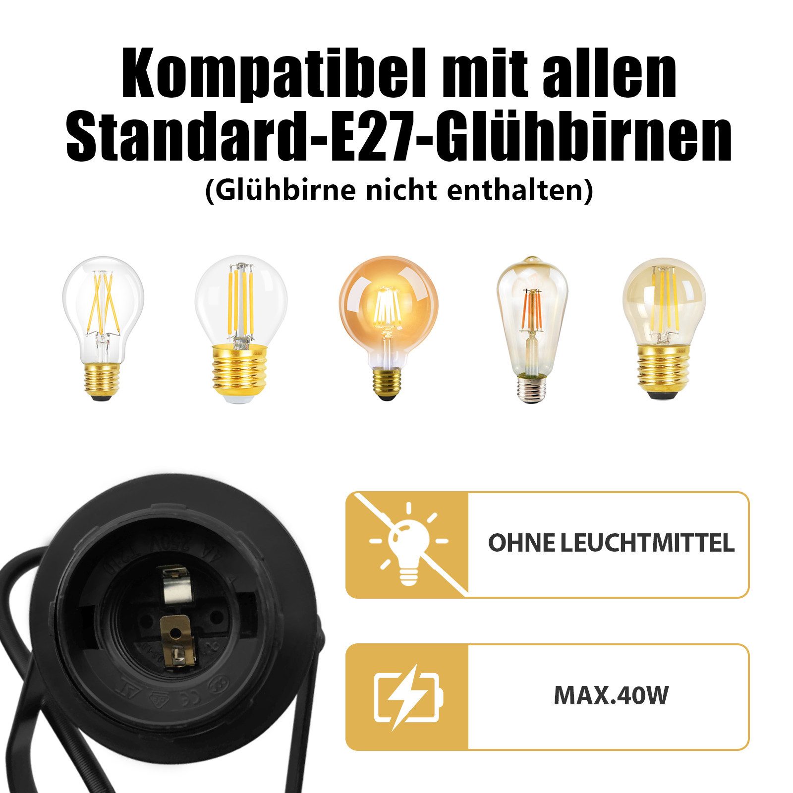 Nettlife Deckenstrahler Vintage Schwarz E27 Schwenkbar 350° Retro Flurlampe Metall Industrial, Schwenkbar, ohne Leuchtmittel, Deckenleuchte für Flur Küche Eingang Wohnzimmer Schlafzimmer
