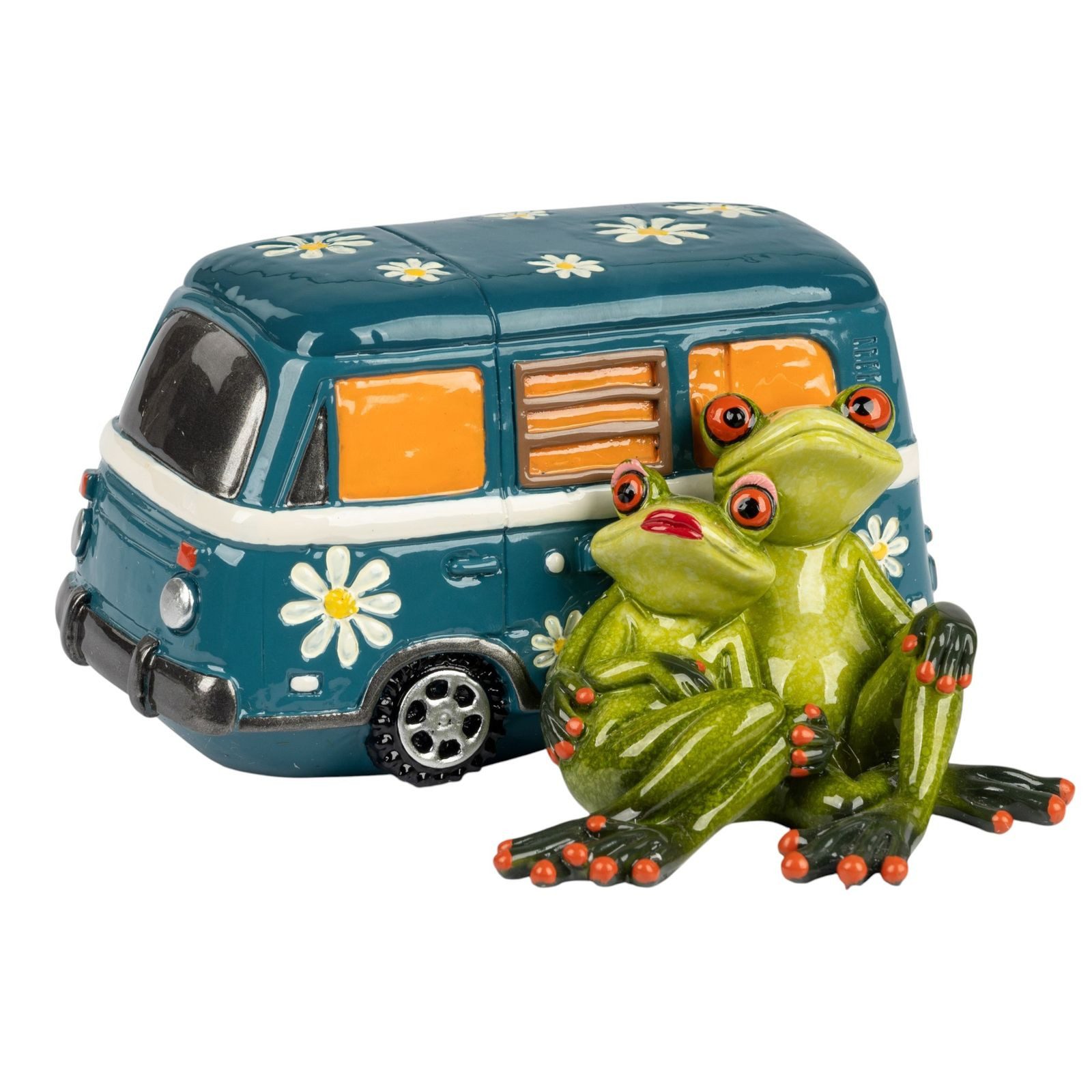 formano Sammelfigur Froschpaar Camper handbemalte Dekofigur aus der Serie Froschhausen