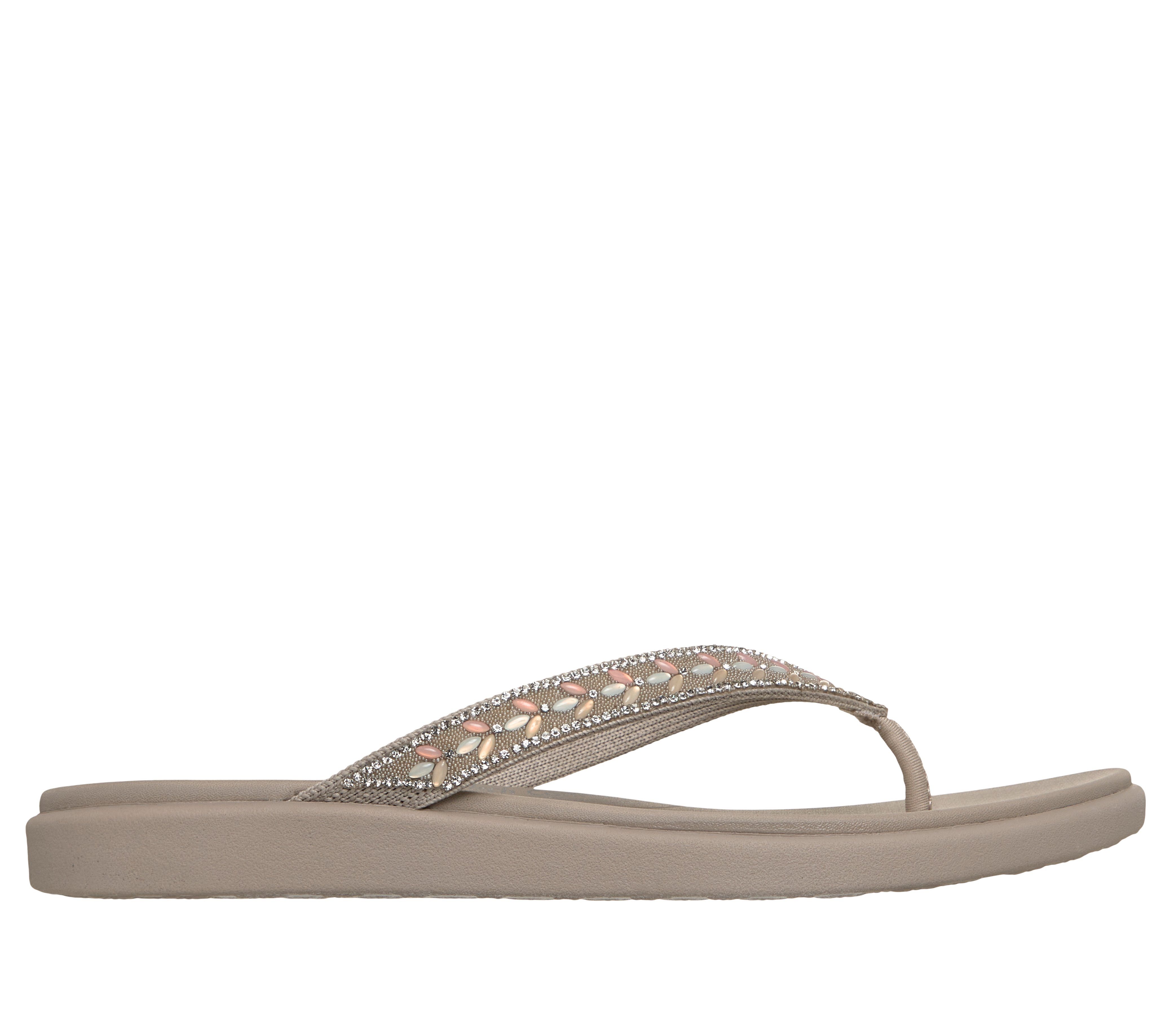 Skechers MEDITATION LUXE- Zehentrenner Strandschuh, Sommerschuh, Badeschuh mit Glitzersteinchen