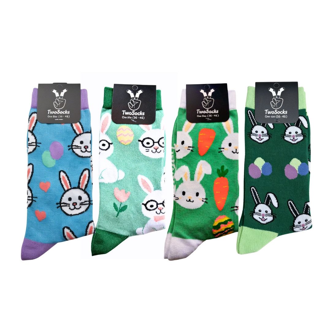 TwoSocks Freizeitsocken Ostersocken lustige Socken 4er Set Herren & Damen, Einheitsgröße