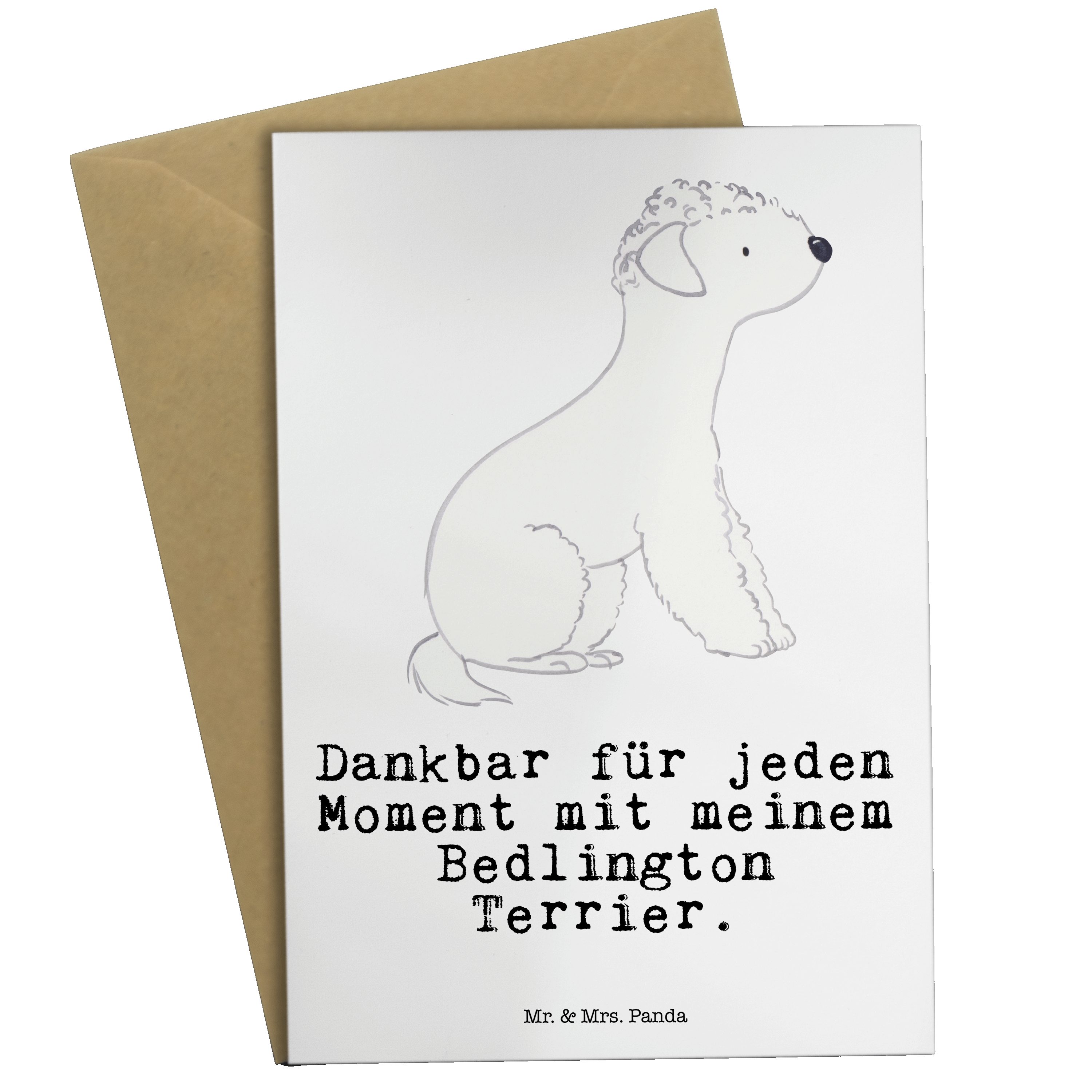 Mr. & Mrs. Panda Grußkarte Bedlington Terrier Moment - Weiß - Geschenk, Karte, Glückwunschkarte