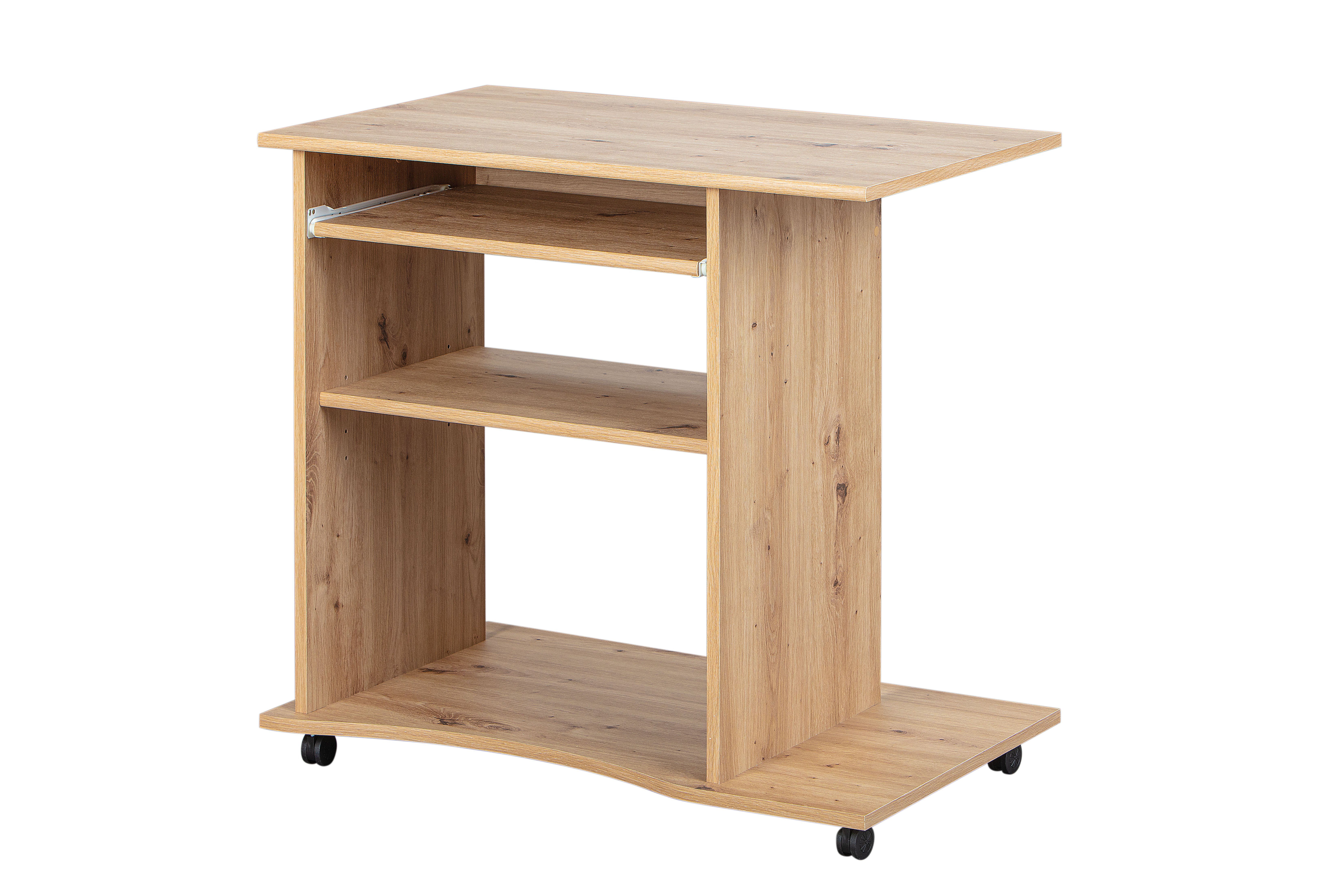 Inter Link Schreibtisch ADDU, auf Rollen, mit Druckerablage, inkl. Tastaturauszug