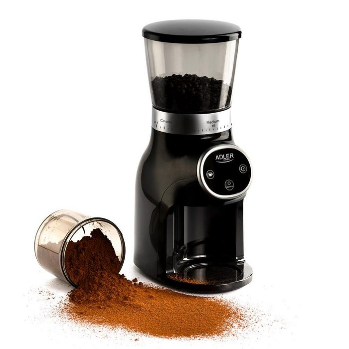 Adler Kaffeemühle Burr AD 4450 300 W 300 00 g Bohnenbehälter 31 Mahlstufen Mahlwerk für Kaffeebohnen Schwarz